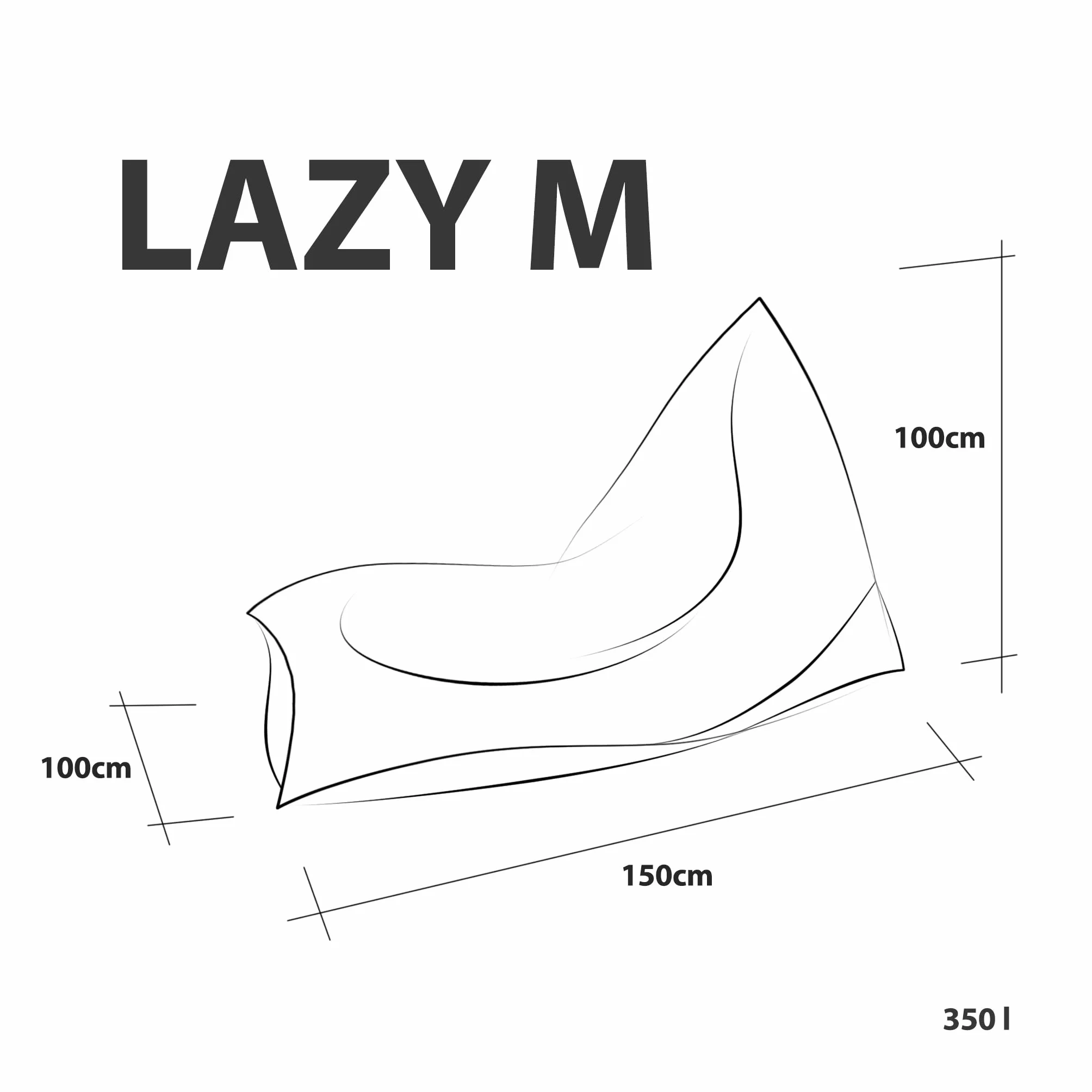 Ecopuf Lazy Pouf en Tissu Polyester Anti-déchirures Imperméable 150 x 100 cm