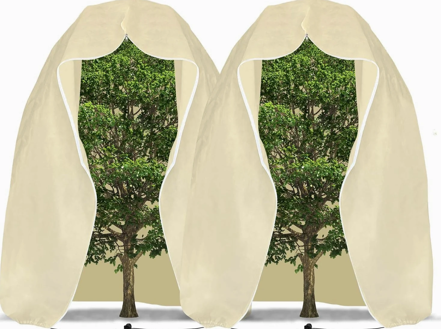 2 Pièces Housse Hivernage Palmier - 200x240cm Voile Hivernage Grande Taille - Housse Hivernale pour Plante Extérieure, Cordon de Serrage et Zipper, Résistant à la Déchirure