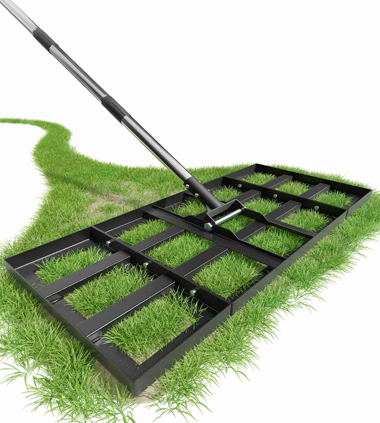 Rateau Nivellement 75 x 35 cm, rateau de nivellement réglable, Manche Acier 180 cm, rateau Jardin et rateau de nivellement de pelouse pour niveler Terre, Sable et pelouses dans Jardins et Golf