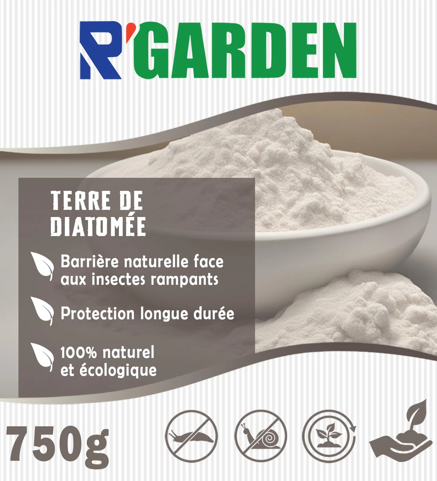 R’GARDEN Coquilles Marines broyées Barrière Naturelle Anti-limaces & escargots Longue durée résistante à la Pluie Paillage décoratif minéral Fabriqué en France 2 kg