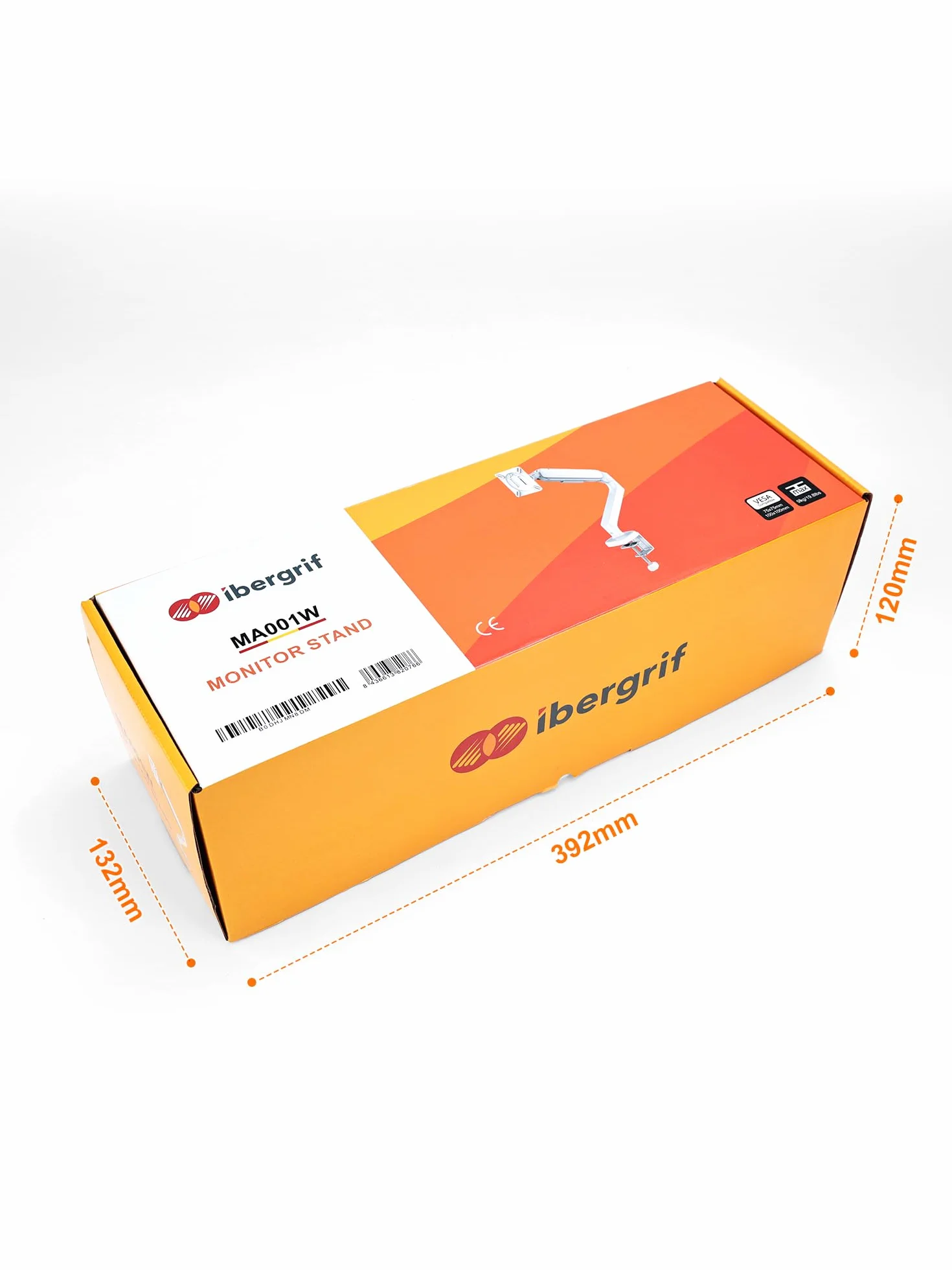 Ibergrif Support Écran PC Bras 13-32 Pouces VESA 75/100mm Réglable Hauteur Inclinable Pivotant Rotatif Gestion Câbles Blanc MA001W