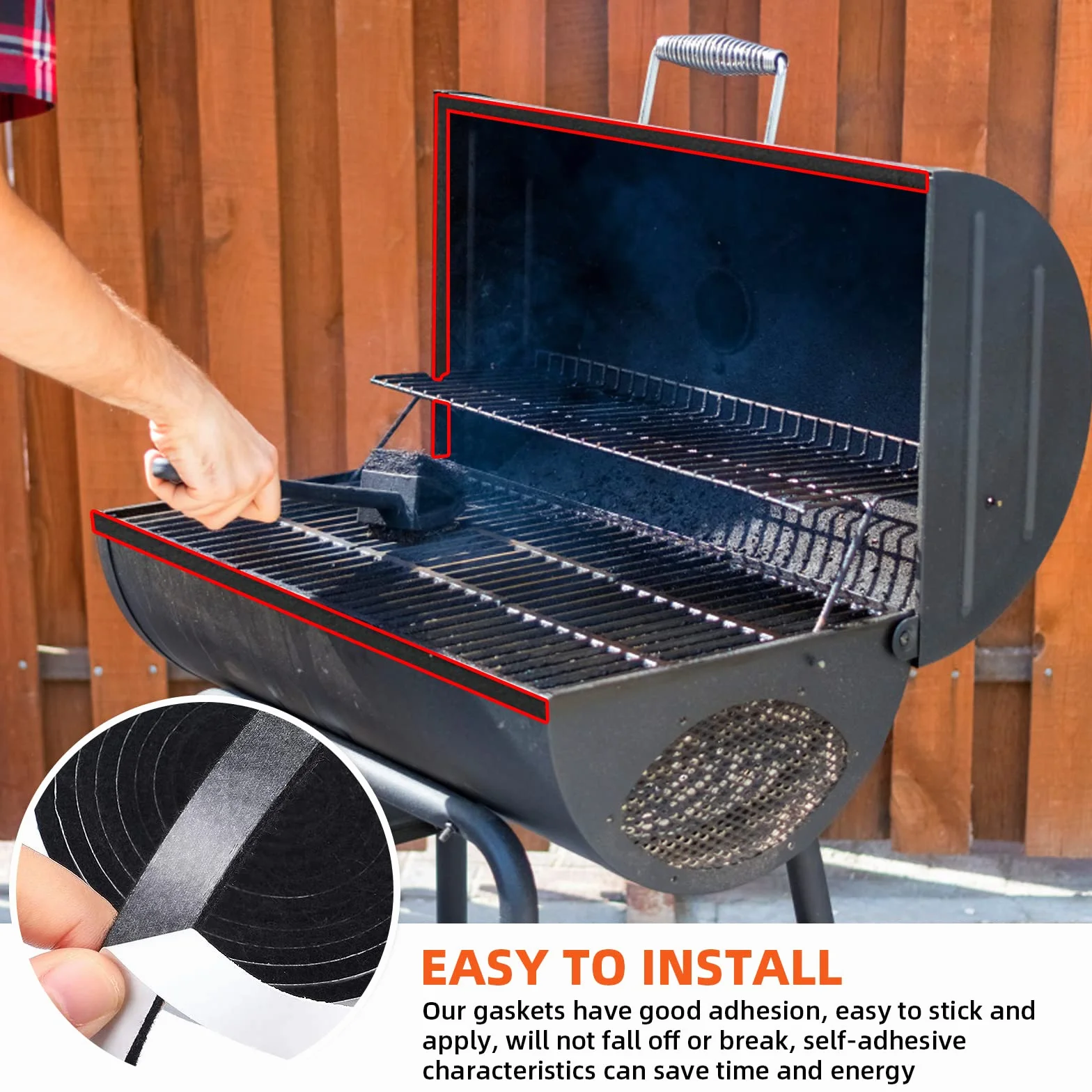 Joint de Fumoir Haute Température Auto-Adhésif en Feutre Ignifuge pour Couvercle de Barbecue 3/4" x 1/8" 10 Pieds