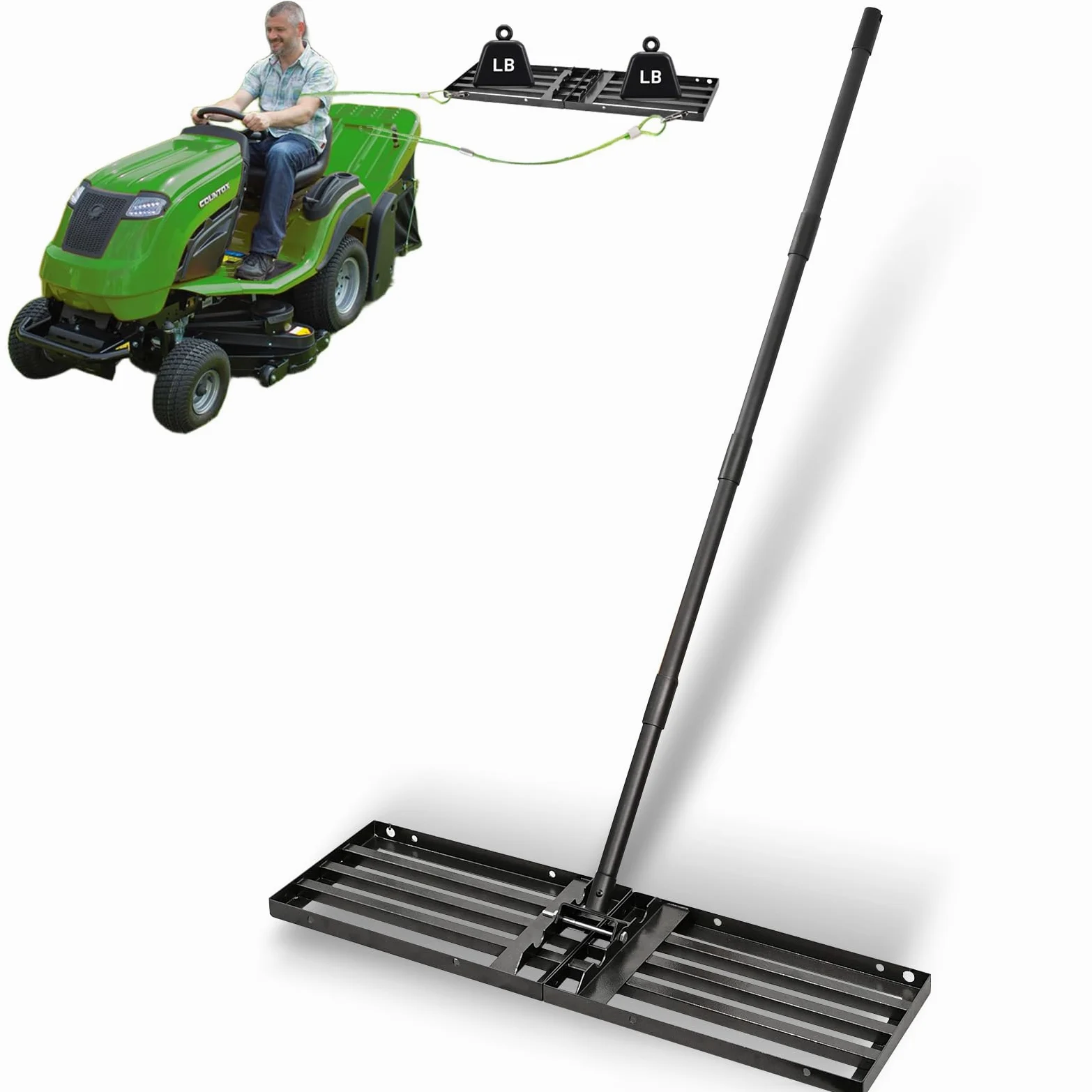 Râteau niveleur de pelouse 24x87cm,Rateau nivellement Robuste avec Manche réglable de 172,5cm pour niveler la pelouse,Terre,l'herbe et Le Sable dans Les Jardin,Les Cour arrière et Les Terrain de Golf