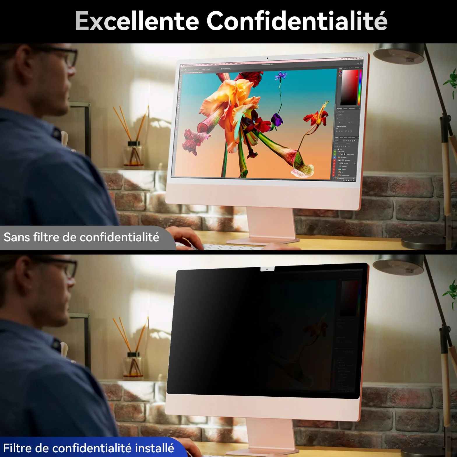 Filtre de Confidentialité pour iMac 27 Pouces Studio Display, Amovible Protection Anti Espion Lumière Bleue