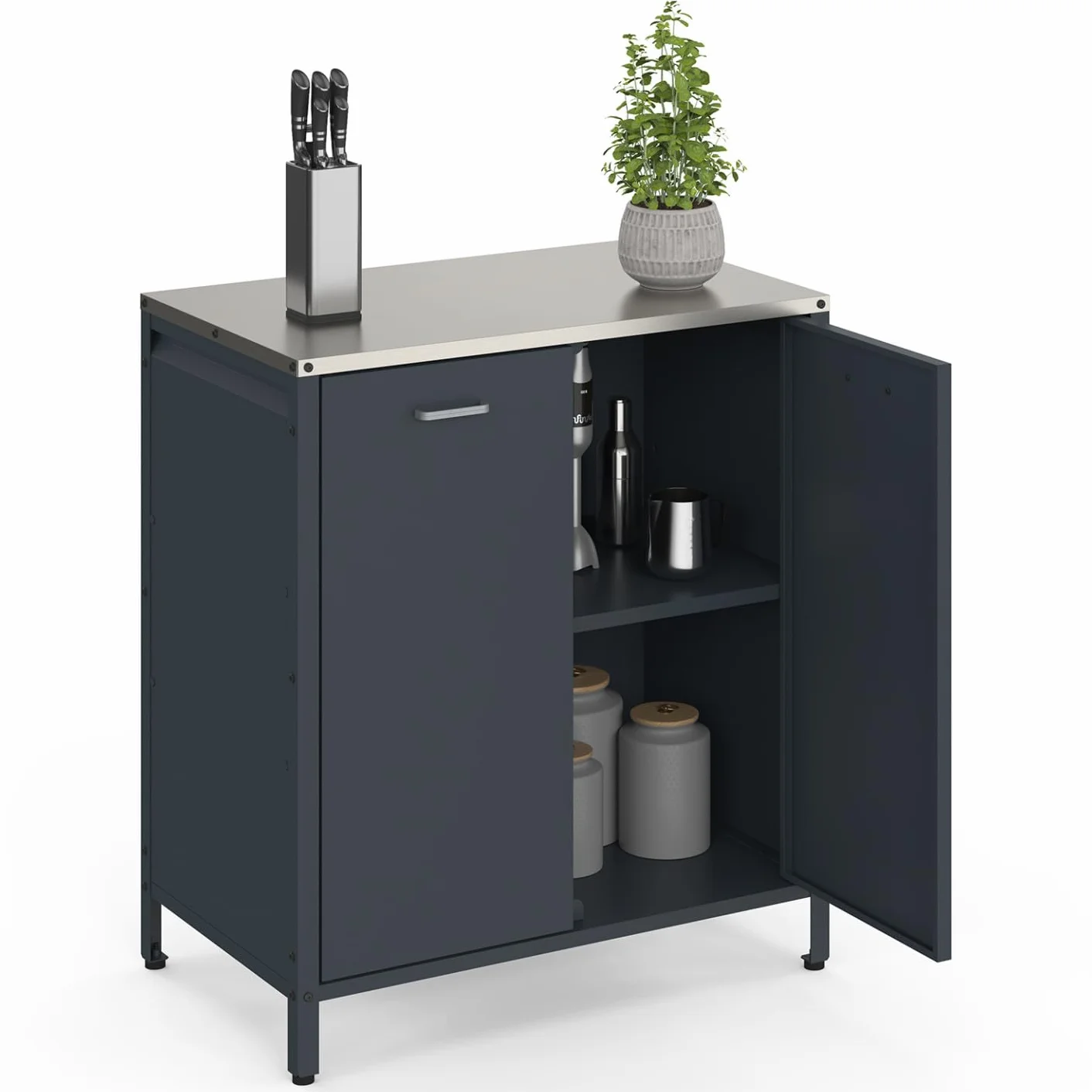 Meuble de Cuisine extérieure Pareo 2 Portes en Acier Gris Anthracite