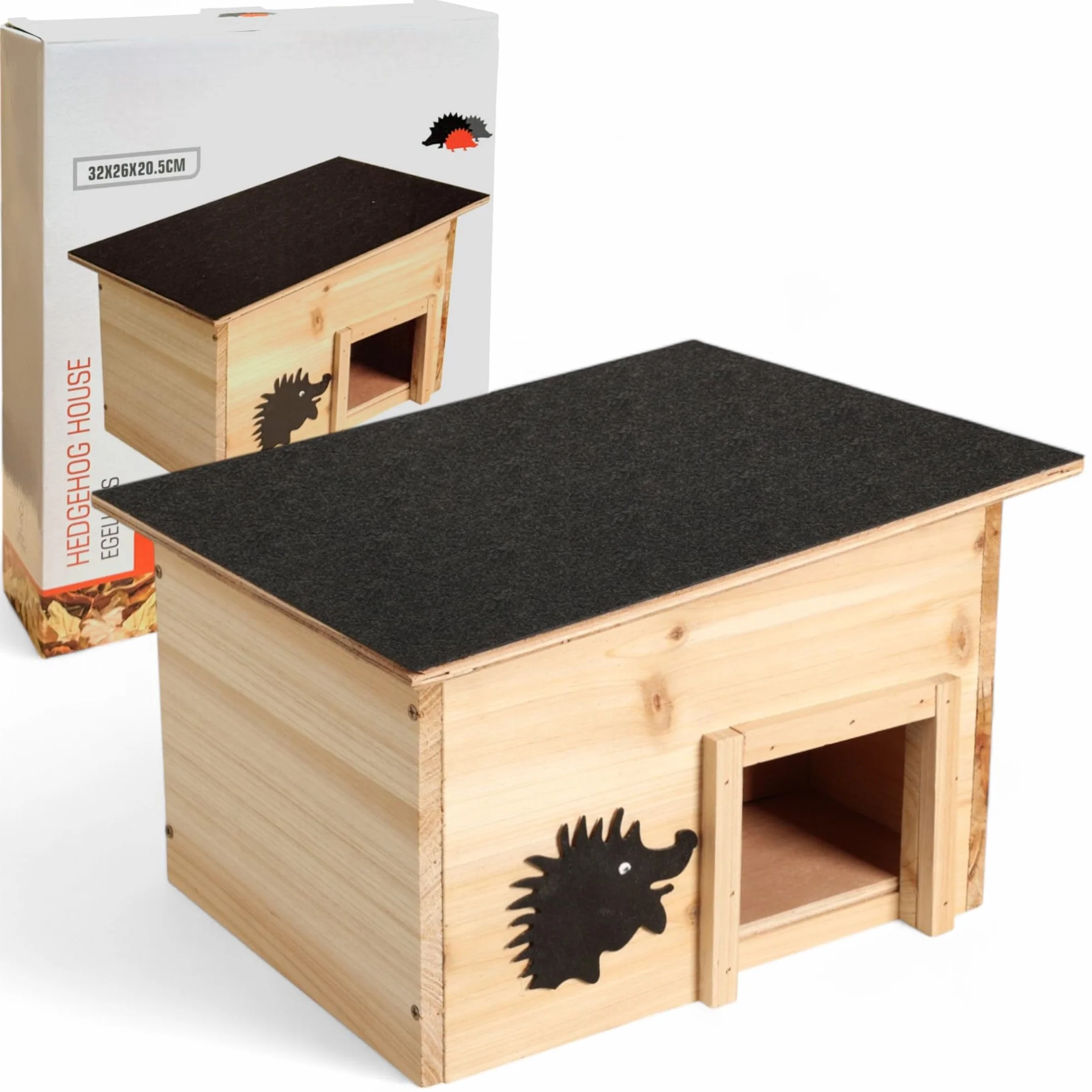 MIJOMA Maison pour hérisson en bois certifié FSC - Abri résistant aux intempéries 32 x 26 x 20,5 cm