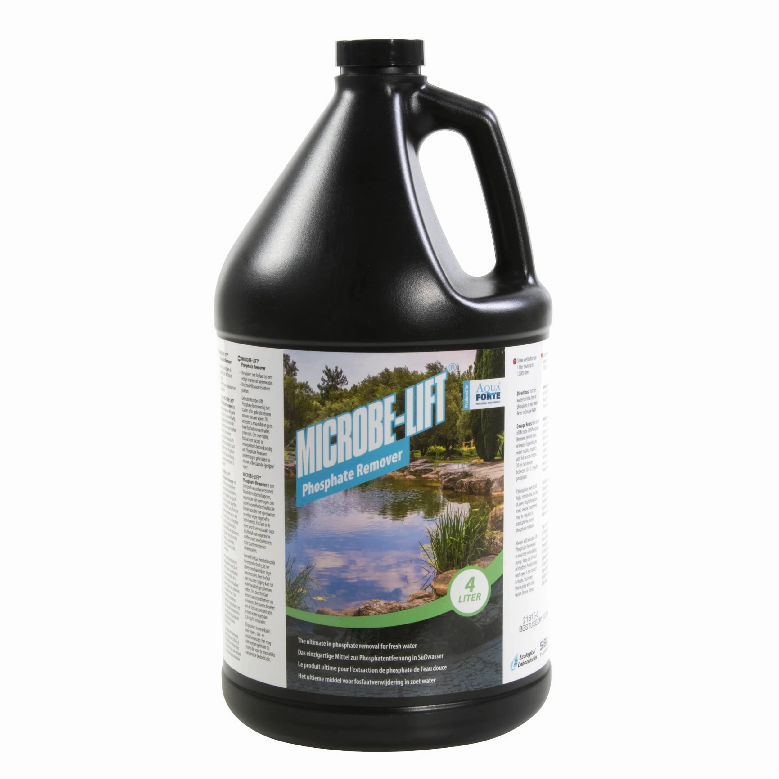Aquaforte microbe-Lift Éliminateur de Phosphate 4 Litres. Élimine les Phosphates Dans les Bassins Nouvellement Créés et Dans les Bassins Plus Anciens, Sans Danger pour les Poissons et les Plantes.