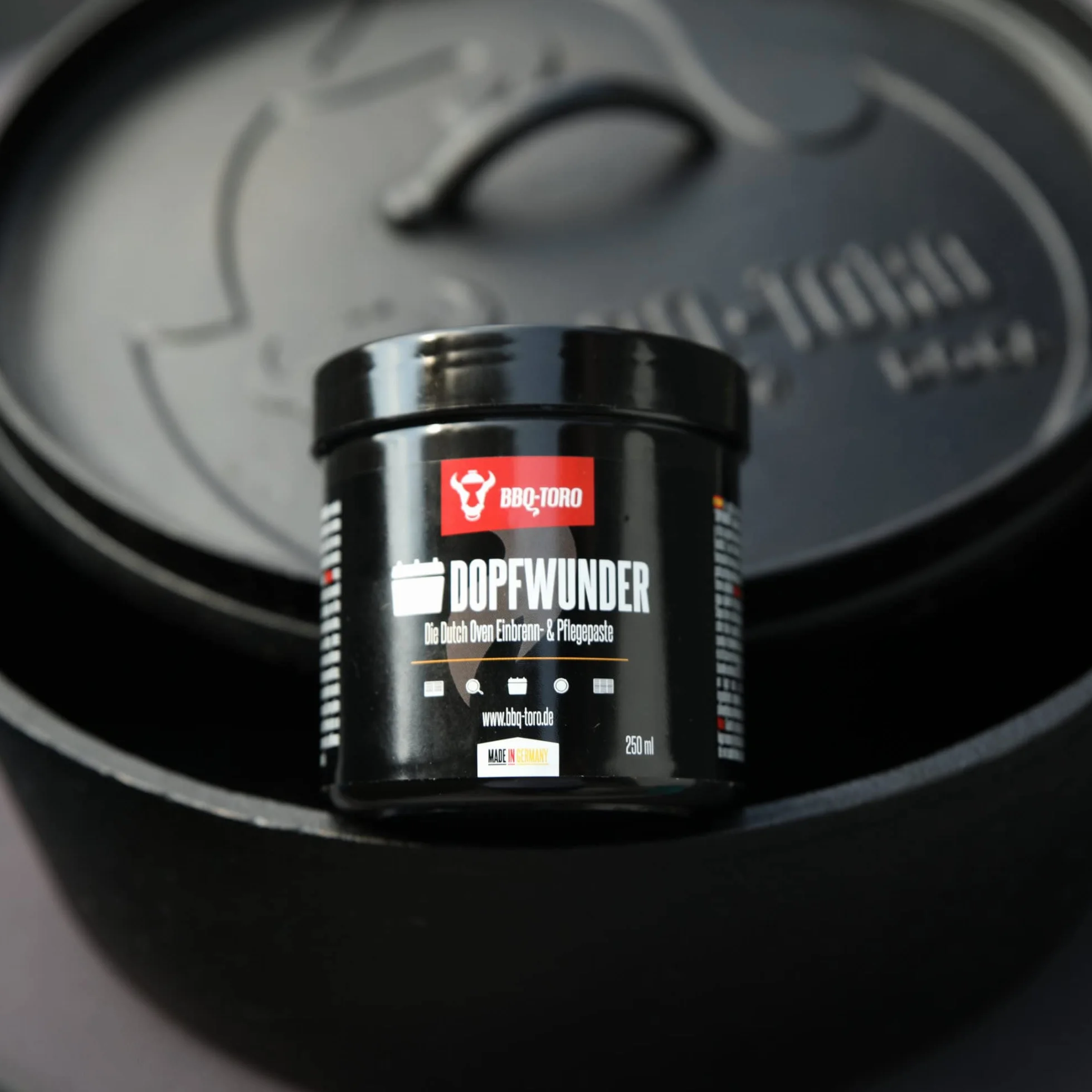 BBQ-Toro Set d'entretien Dutch Oven DOPFWUNDER 250 ml DOPFHELD 250 ml Huile entretien Gril Fonte