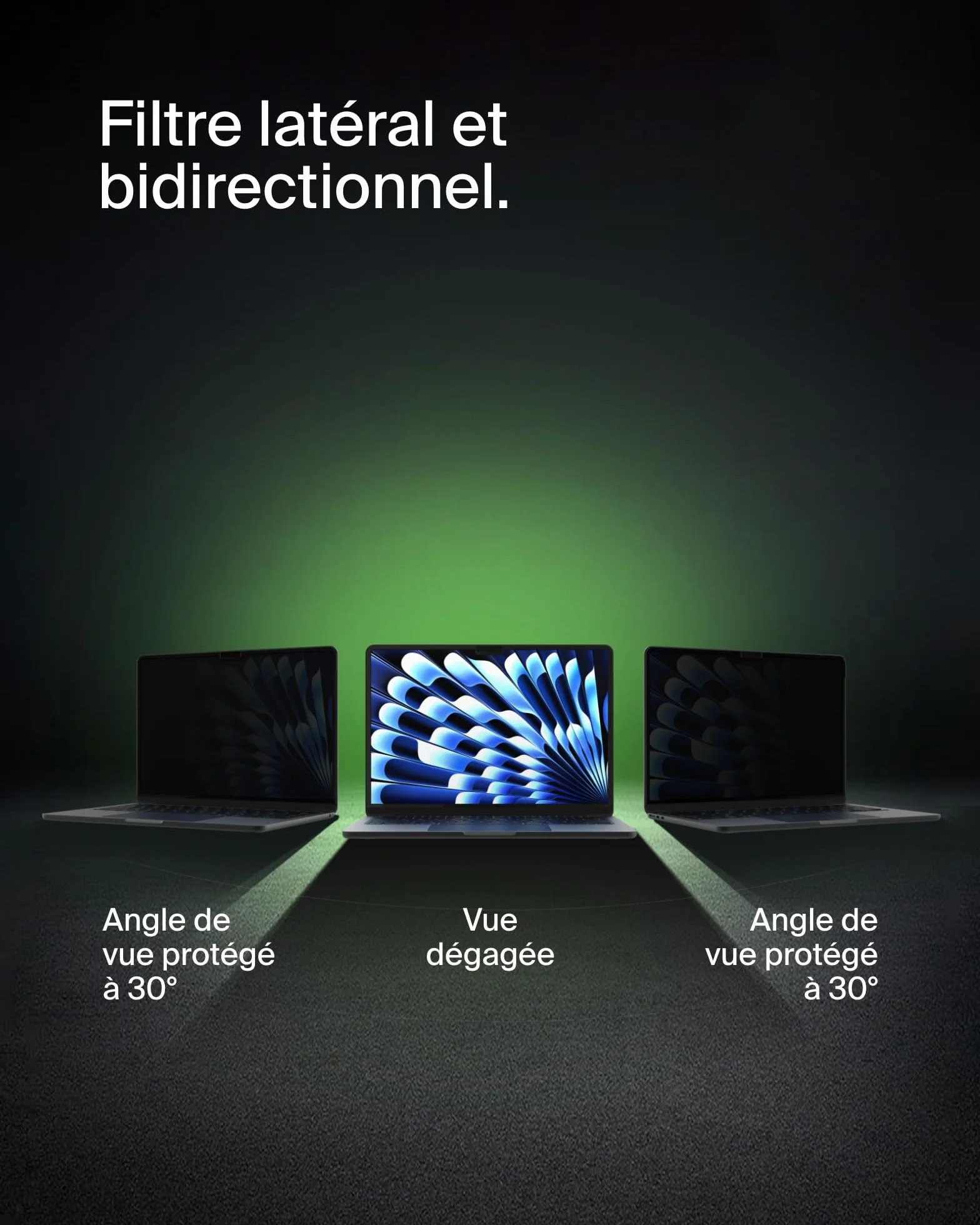 Belkin ScreenForce Protection d'écran TruePrivacy pour MacBook Air 13" M2 antireflet filtre latéral bidirectionnel indice 2H
