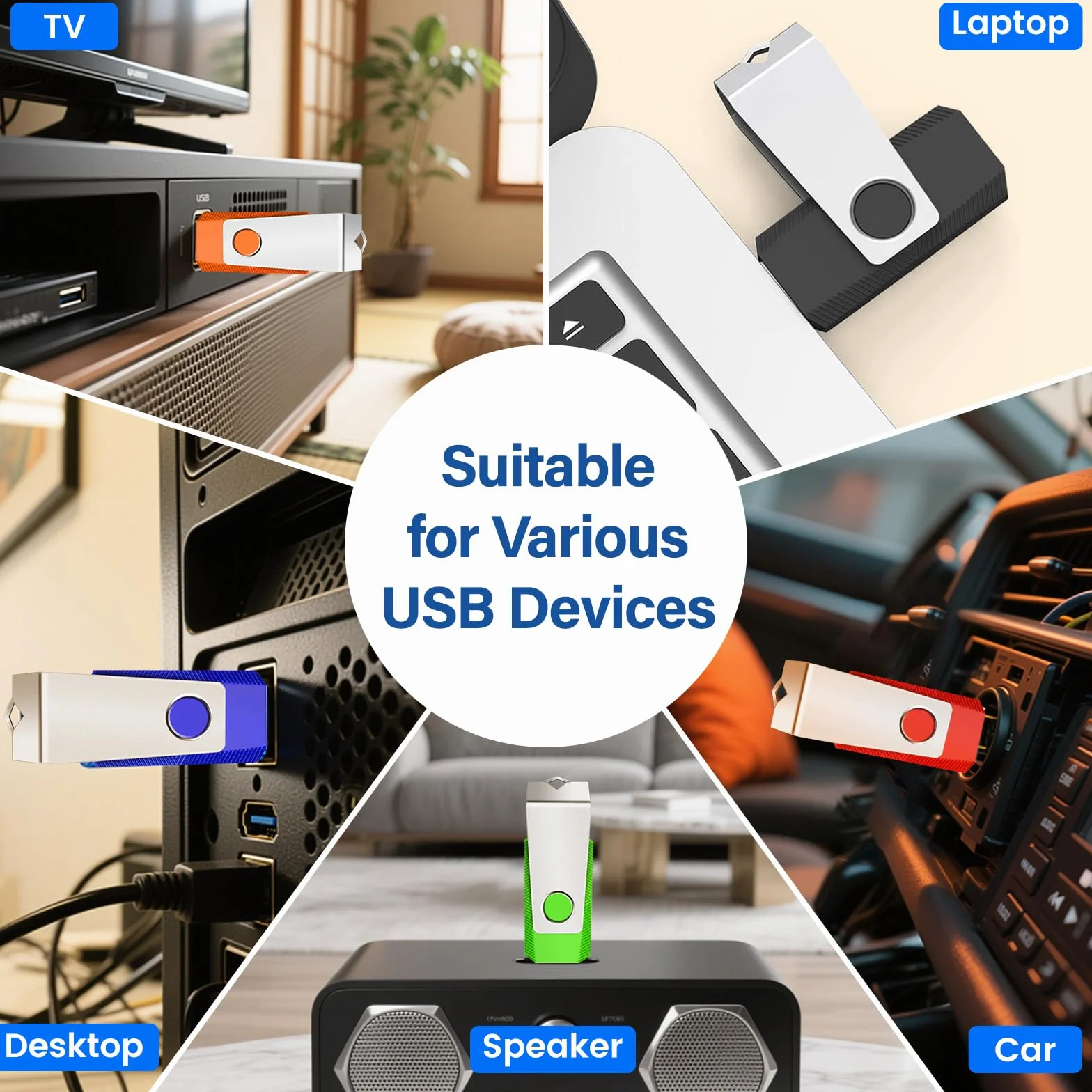 Lot de 2 Clé USB 8 Go 2.0 pour PC Ordinateur Portable Smart TV Voiture Noir et Vert