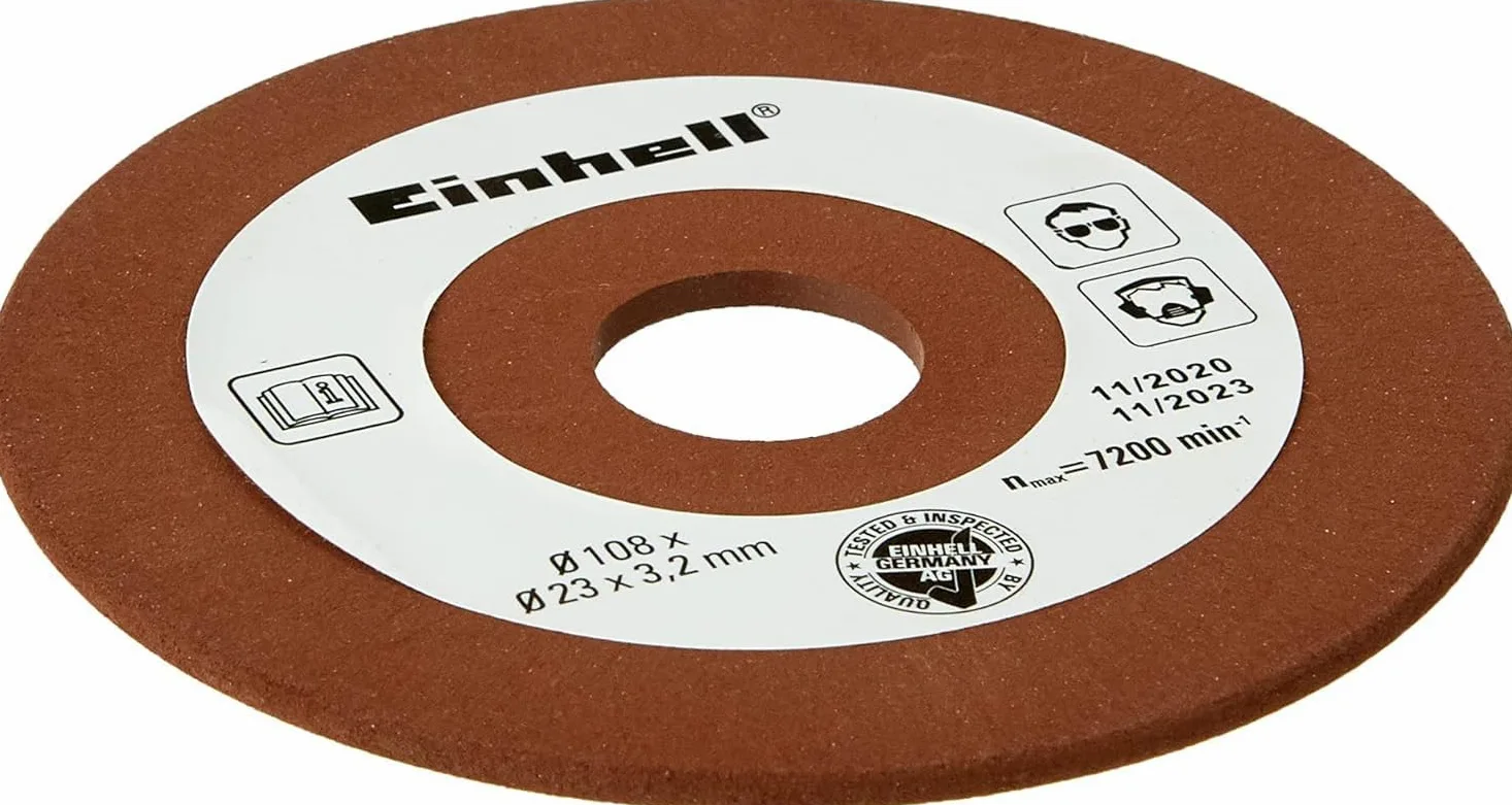 Einhell Affûteuse de chaîne de tronçonneuse électrique GC-CS 85 E (85 W, Epaisseur de la meule 3,2 mn, Dispositif de serrage, Livrée avec 1 meule abrasive) & Meule abrasive de rechange 3,2 mm