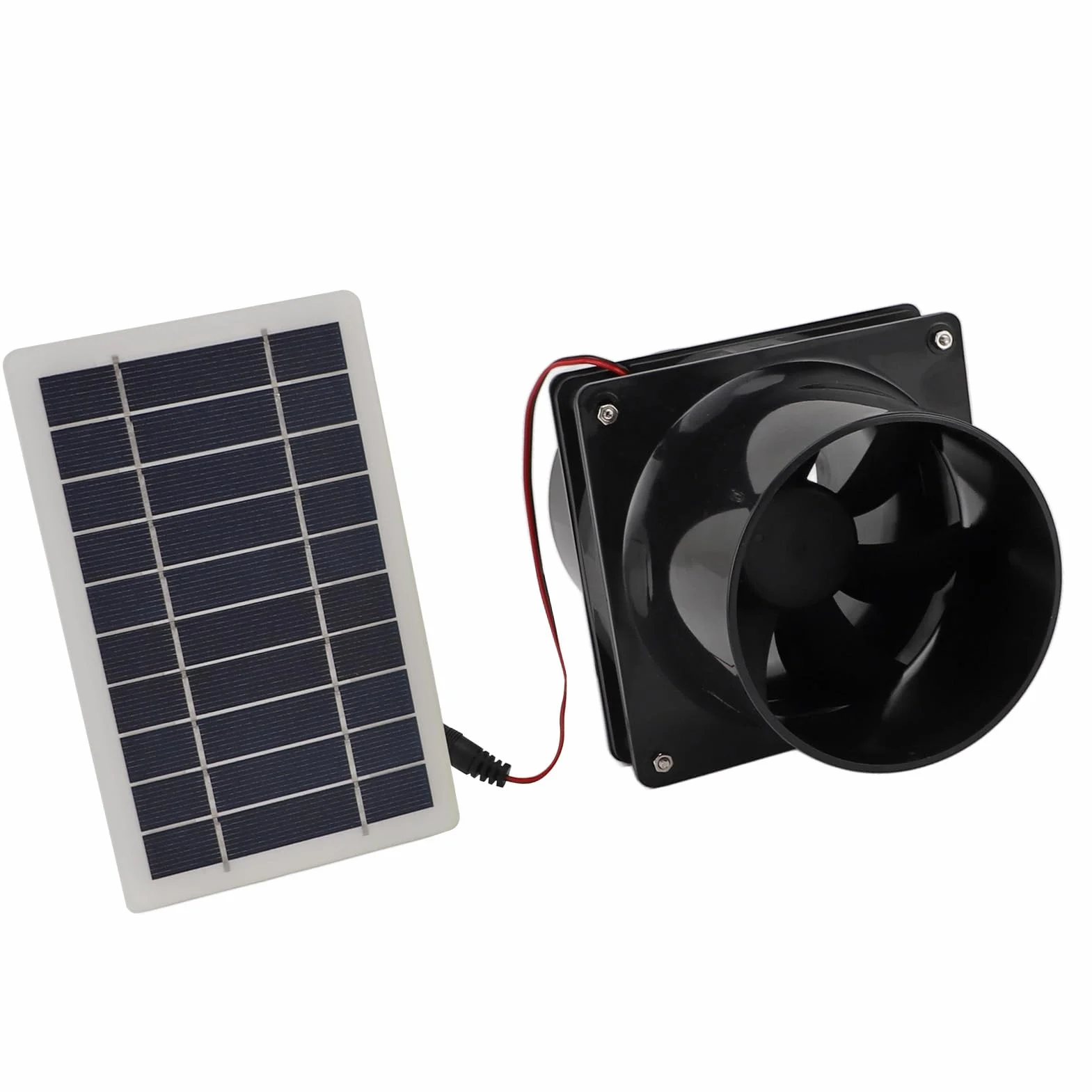 Jeanoko Ventilateur D'extraction Solaire 10 W 12 V pour Tuyau Rond avec Panneau Solaire ABS