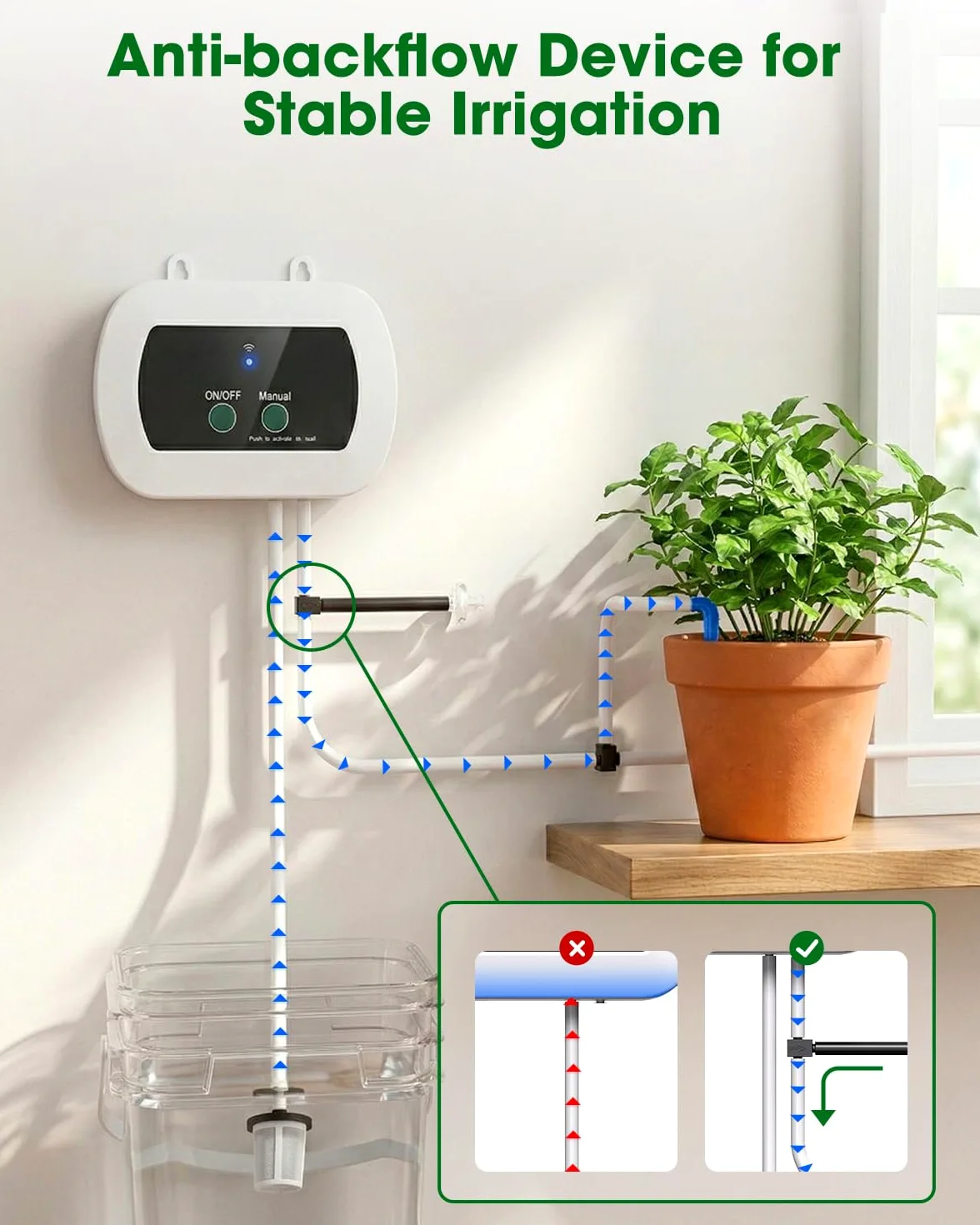 Système d'irrigation automatique WiFi, système d'irrigation contrôlé par application, système d'arrosage intelligent de balcon pour l'intérieur et l'extérieur, système d'irrigation de jardin | Système d'arrosage Wi-Fi pour 10 plantes en pot pour balcon, i