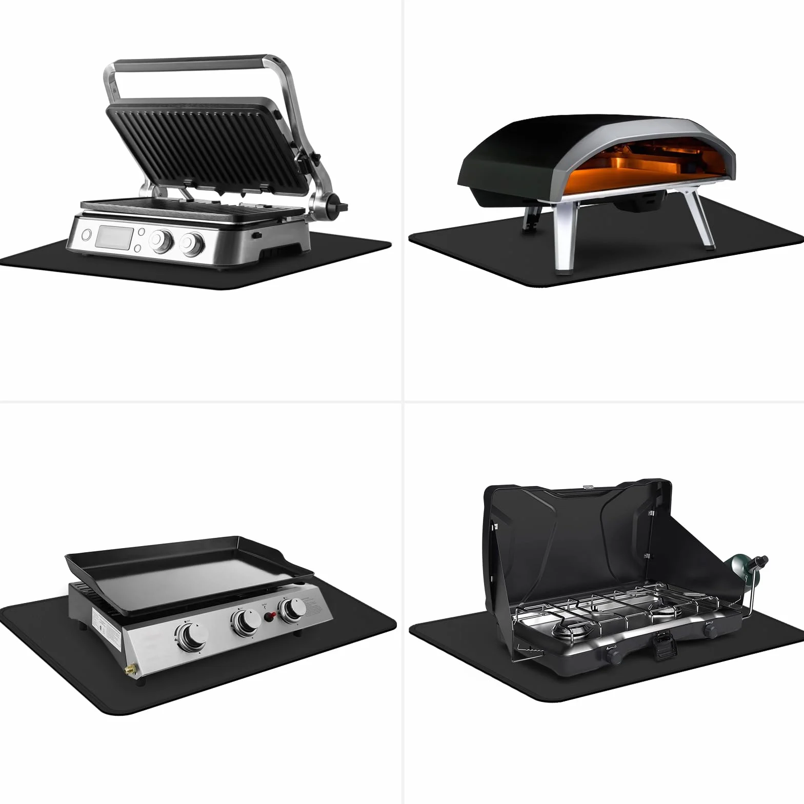 Blackstone Tapis de barbecue ignifuge imperméable résistant à la chaleur 61 x 91 cm noir