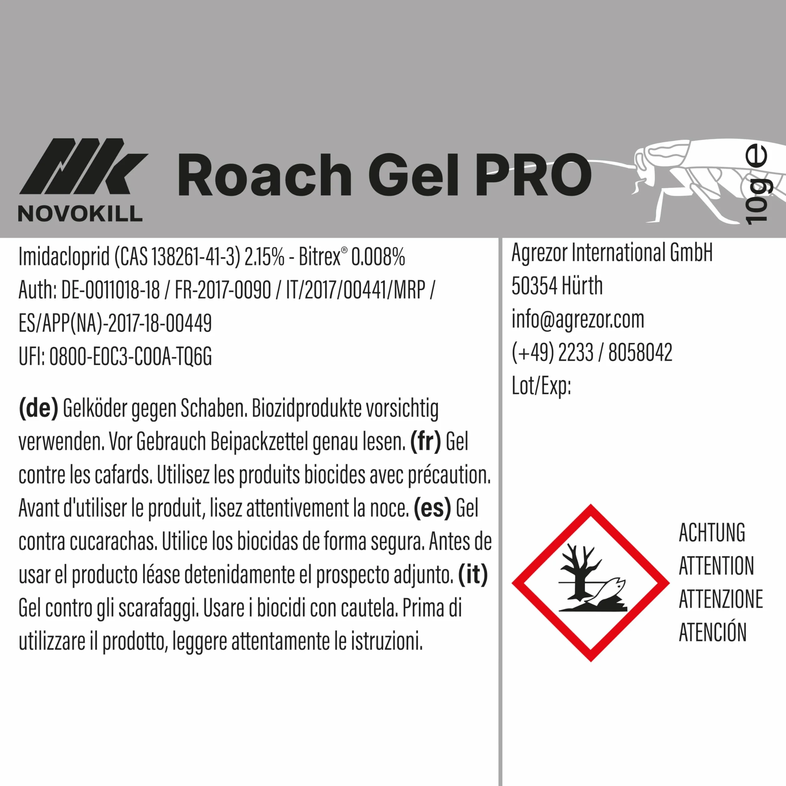 Novokill ROACH GEL PRO 10g – gel anti cafards professionnel à action prolongée