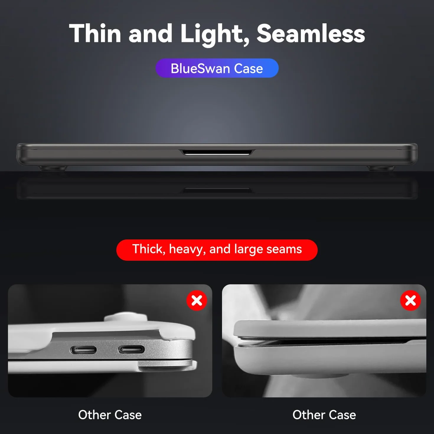 BlueSwan Coque MacBook Pro 14 Pouces M5 2026 2025 M4 M3 M2 M1 Pro/Max Protection Rigide Mate Noir