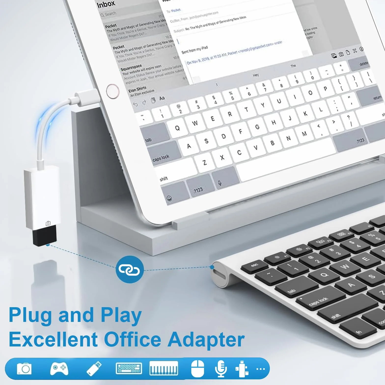 Adaptateur Lightning USB OTG Certifié Apple MFi pour Clé USB, Lecteur de Cartes