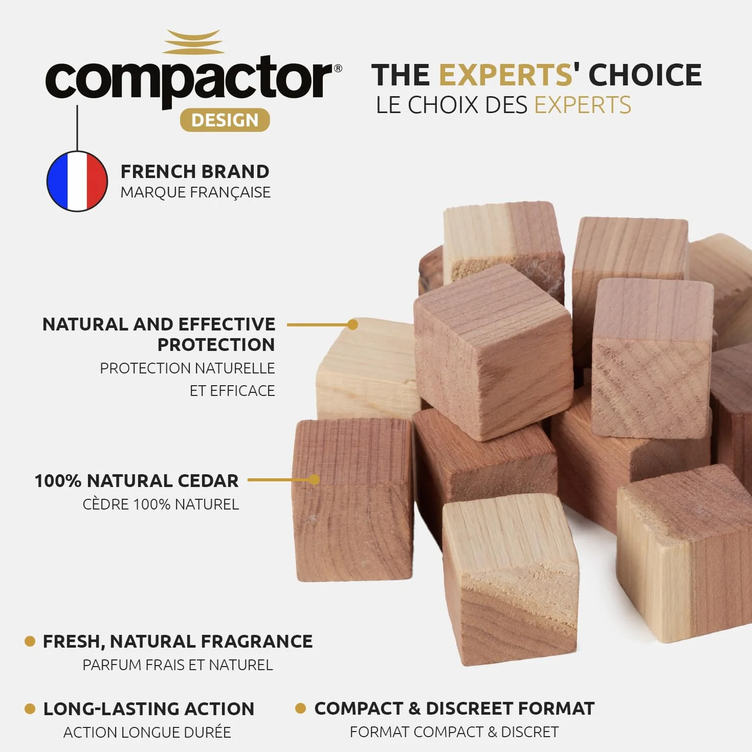 Lot 16 x Cubes antimites en cèdre Naturel, 2 x 2 x H 2 cm
