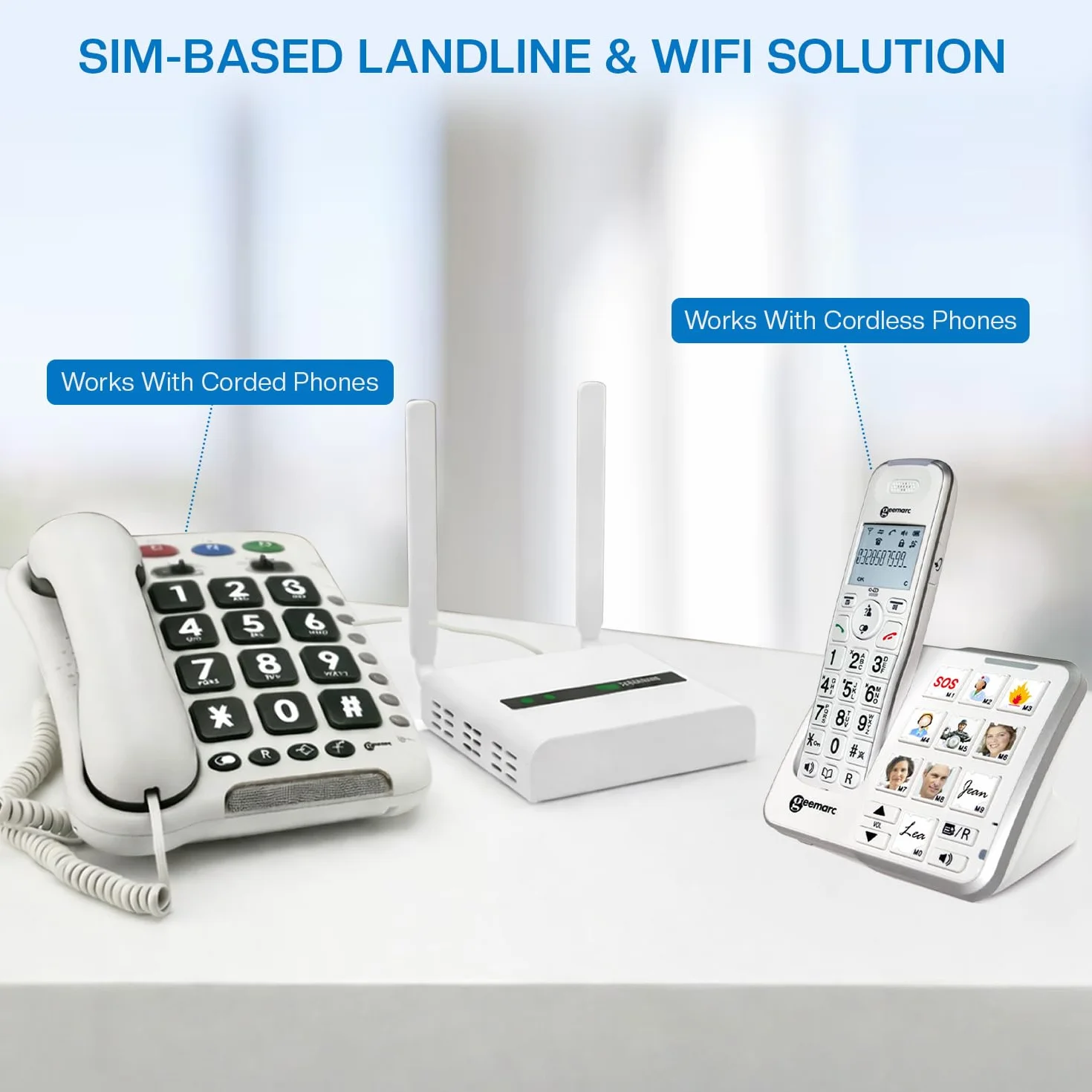 Geemarc CL2000 Connecteur Téléphone Fixe Réseau Mobile 4G Point d'Accès WiFi