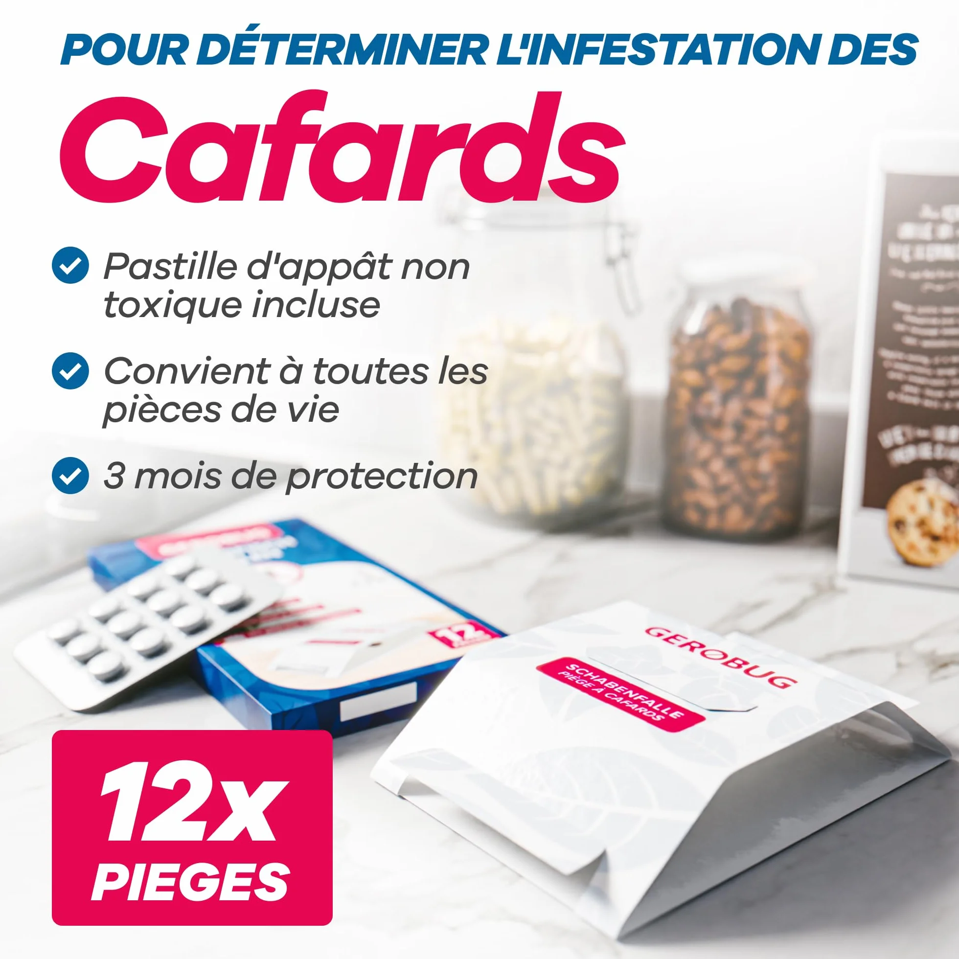 Gerobug Piège à cafards Professionnel 12 pièces - Piège à Colle pour surveiller les cafards