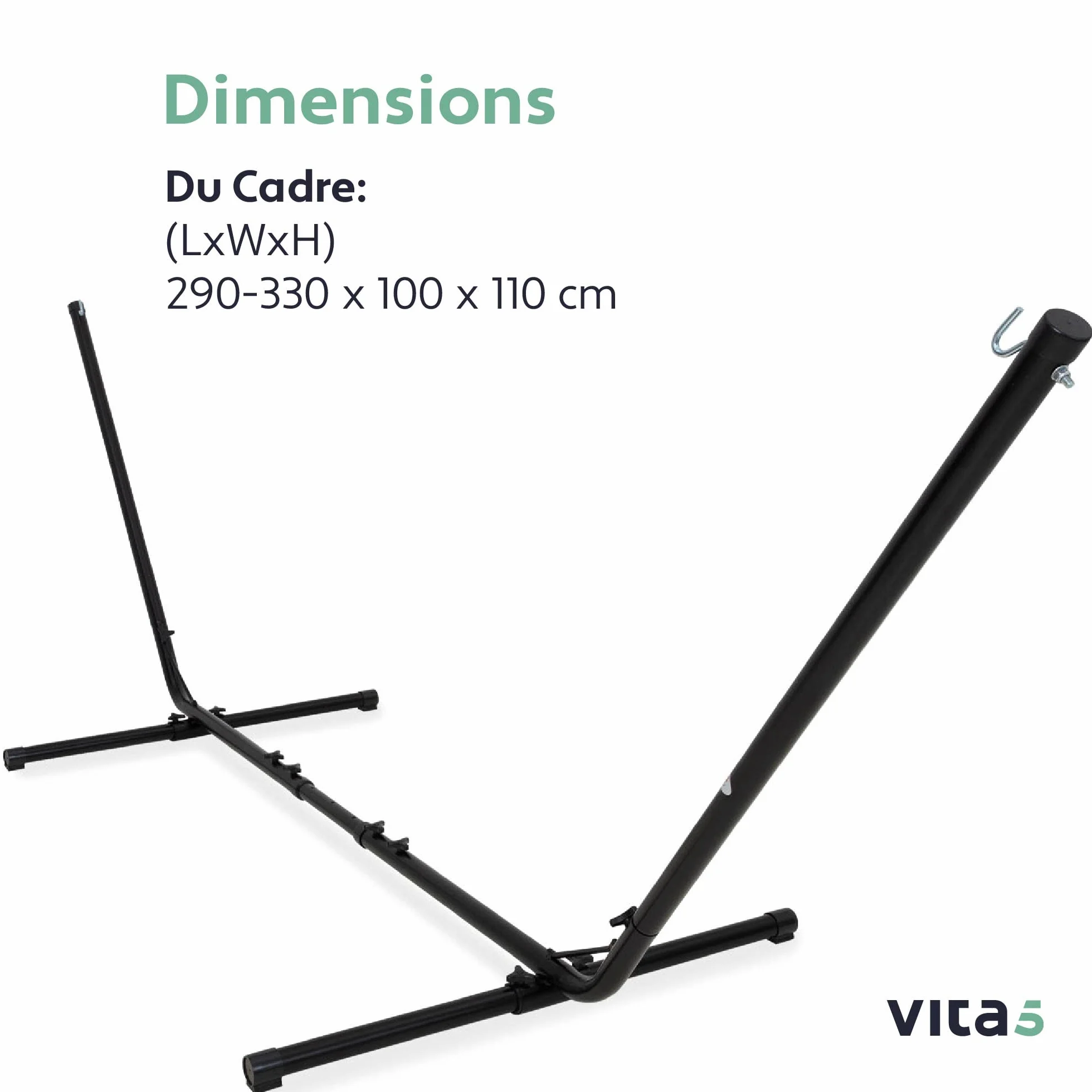 Vita5 Support de Hamac sur Pied en Acier Revêtu Charge Max 205kg pour Intérieur Extérieur
