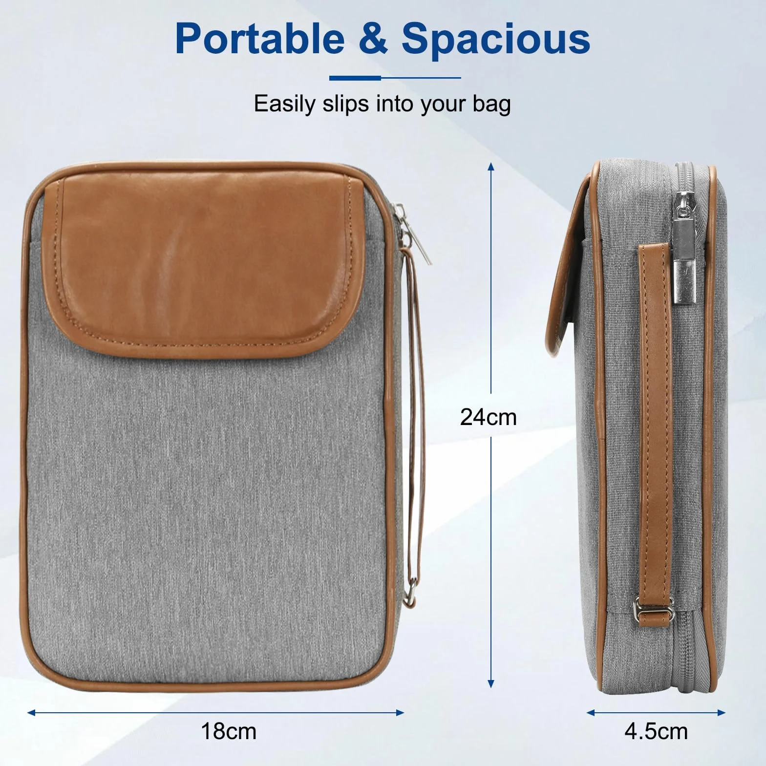 AiQInu Pochette Organisatrice Électronique avec Poche iPad Mini, Fente pour Carte SD, Gris