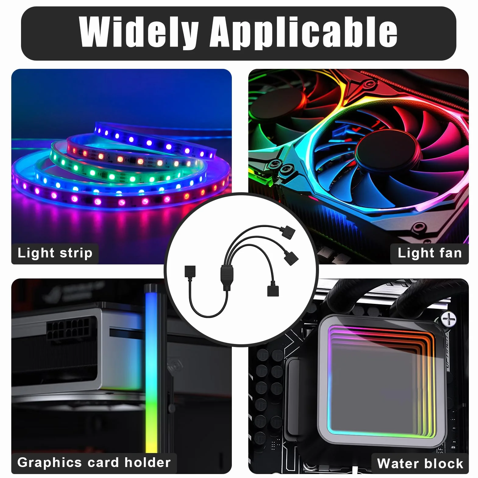 Câble Répartiteur ARGB 5V 4 Broches, Hub ARGB et Fan Splitter 30 cm pour PC