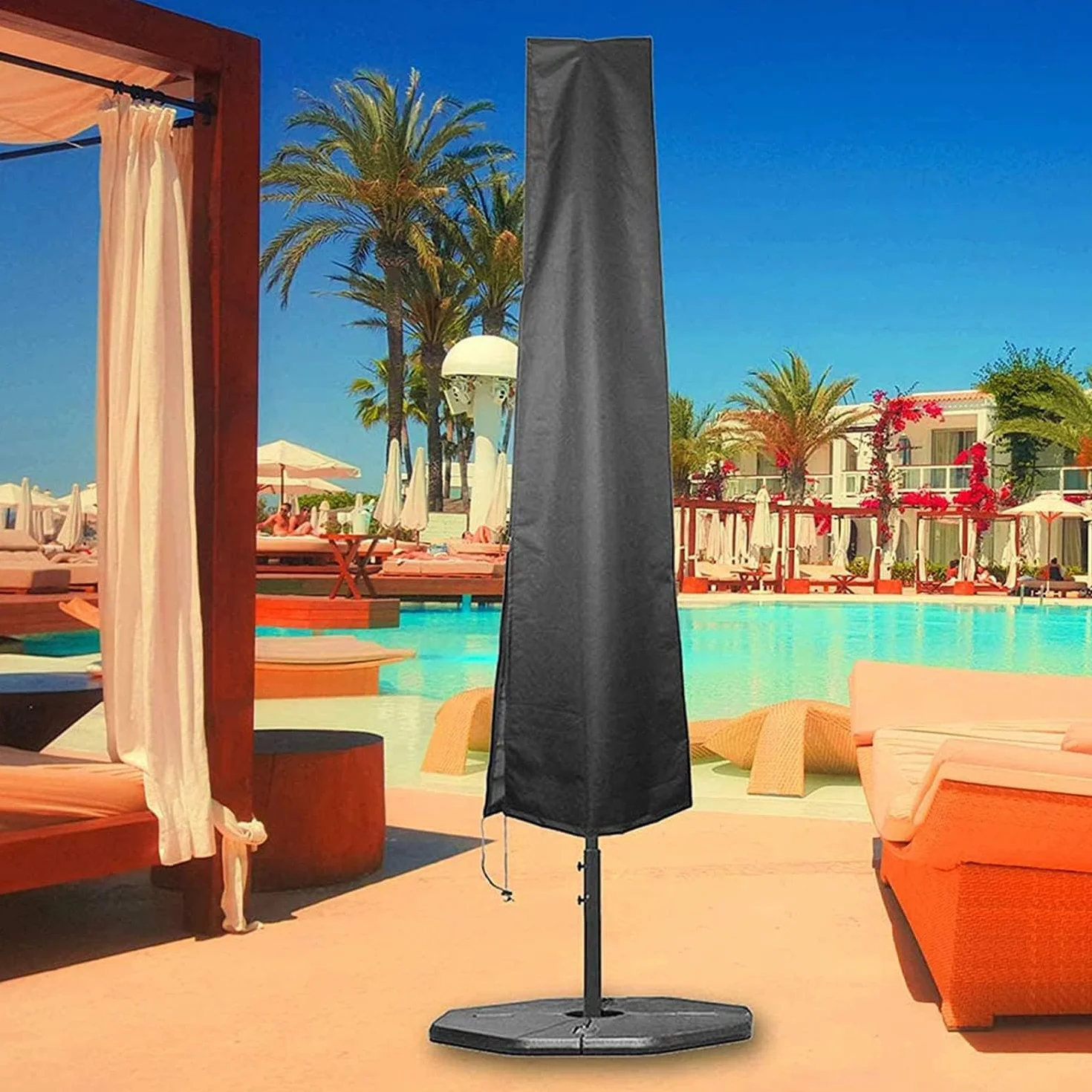 Housse de protection parasol déporté imperméable fermeture éclair 2,1 m à 3,4 m extérieur résistant aux déchirures