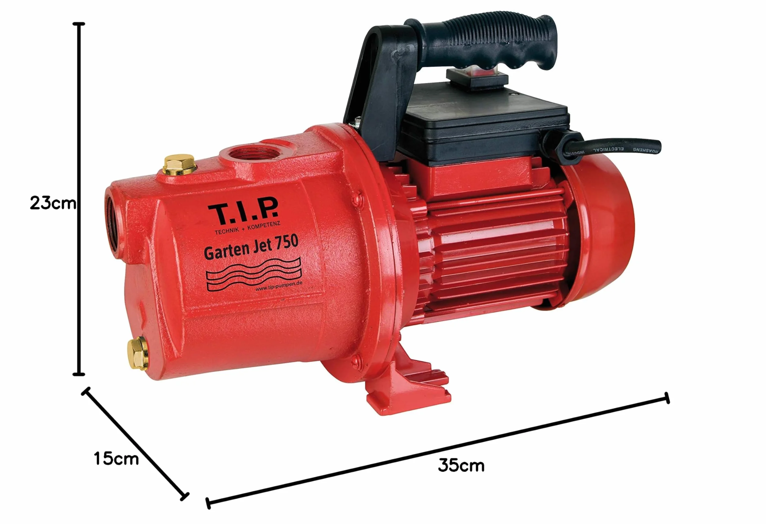 T.I.P. Pompe de Jardin Fonte Massive 750 2800 l/h 42 m 600 W Rouge Noir