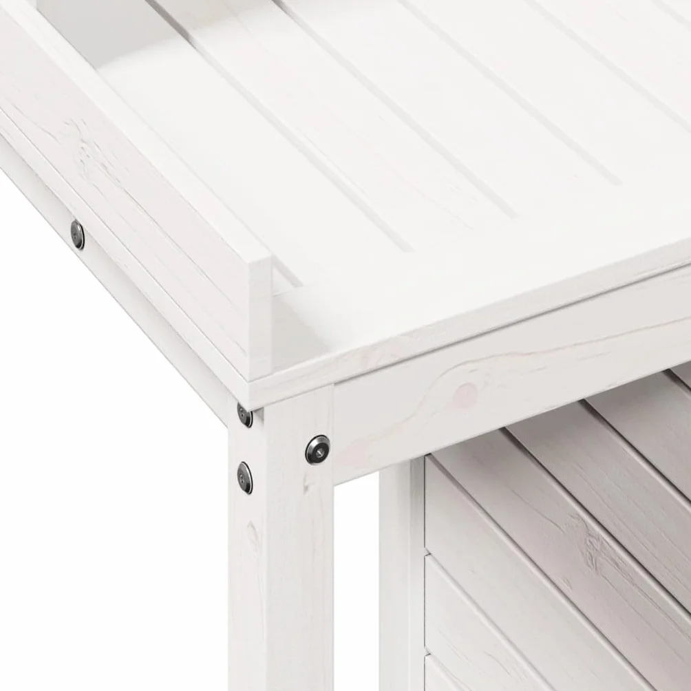 Table de rempotage avec étagères Bois Massif de pin Blanc