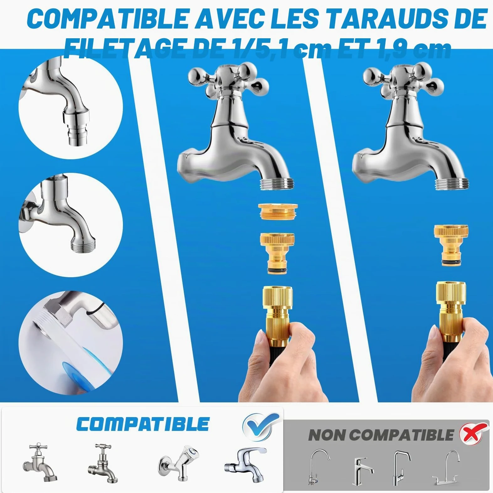 Jsdoin Tuyau Arrosage Extensible 30m - D'arrosage avec Pistolet Multifonction 10 Jet, Tuyaux Adaptateurs 1/2" et 3/4" pour Jardinage, Irrigation, Nettoyage Lavage de Voiture (30m/100ft)