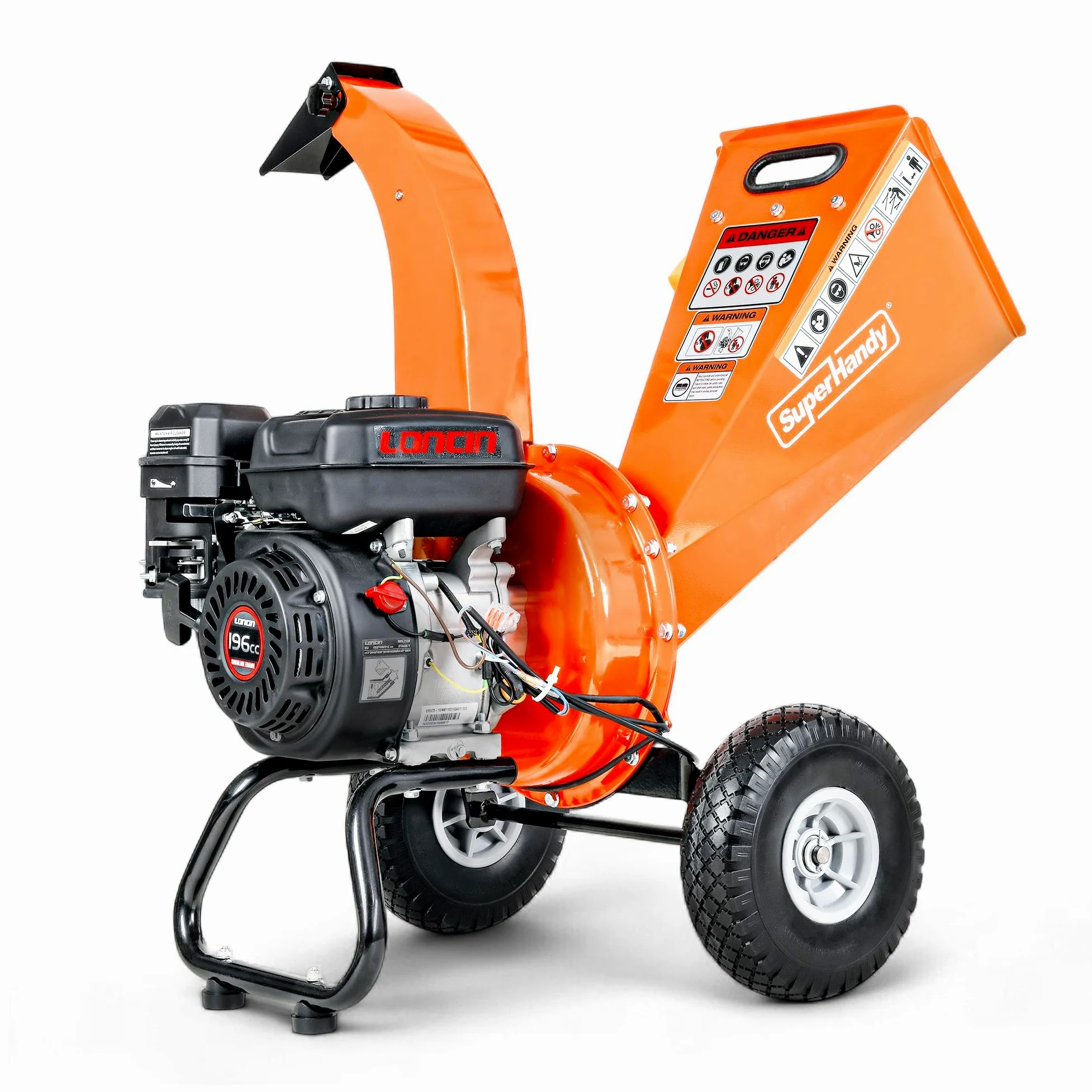 SuperHandy Mini broyeur de branches, 196 cm³, coupe jusqu’à 50 mm | Rapport 15:1; construction en acier robuste pour l’entretien du jardin, l’aménagement paysager et le nettoyage saisonnier