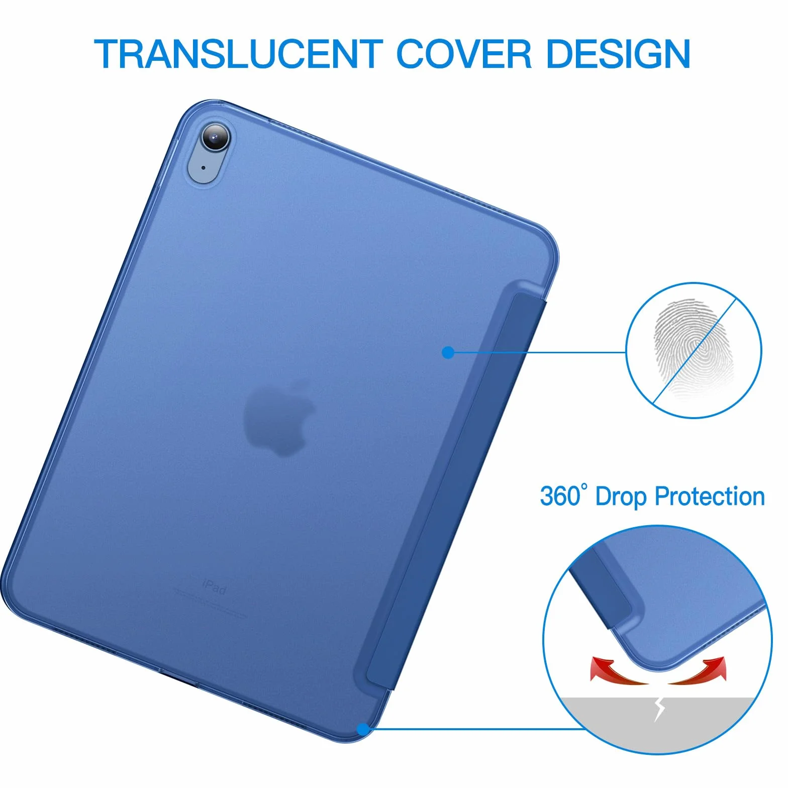 JETech Coque iPad A16 11ème 10ème Génération 2025 2022 Support Mince Dos Dur Housse Étui Veille Réveil Automatique Marine