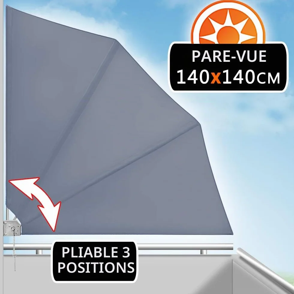 Deuba Brise Vue Occultant 140x140cm Anthracite Paravent Balcon Toile Hydrofuge