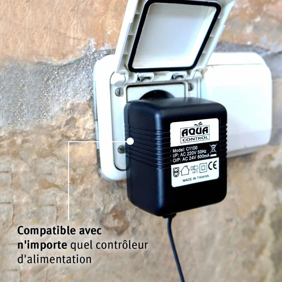 Transformateur 220V à 24V 1.8m pour Programmateur d'Arrosage de Jardin