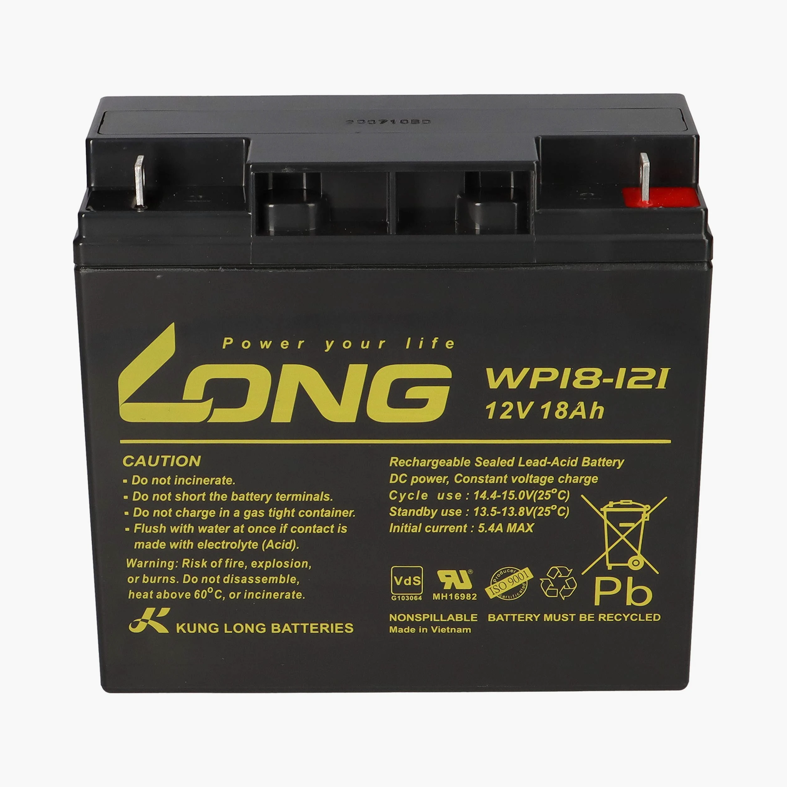 Batterie au plomb 18 Ah 12 V AGM WP18-12I résistante aux cycles pour tondeuse à gazon, tracteur de pelouse, tondeuse autoportée, bateau, scooter 17 Ah 19 Ah 20 Ah 22 Ah 23 Ah