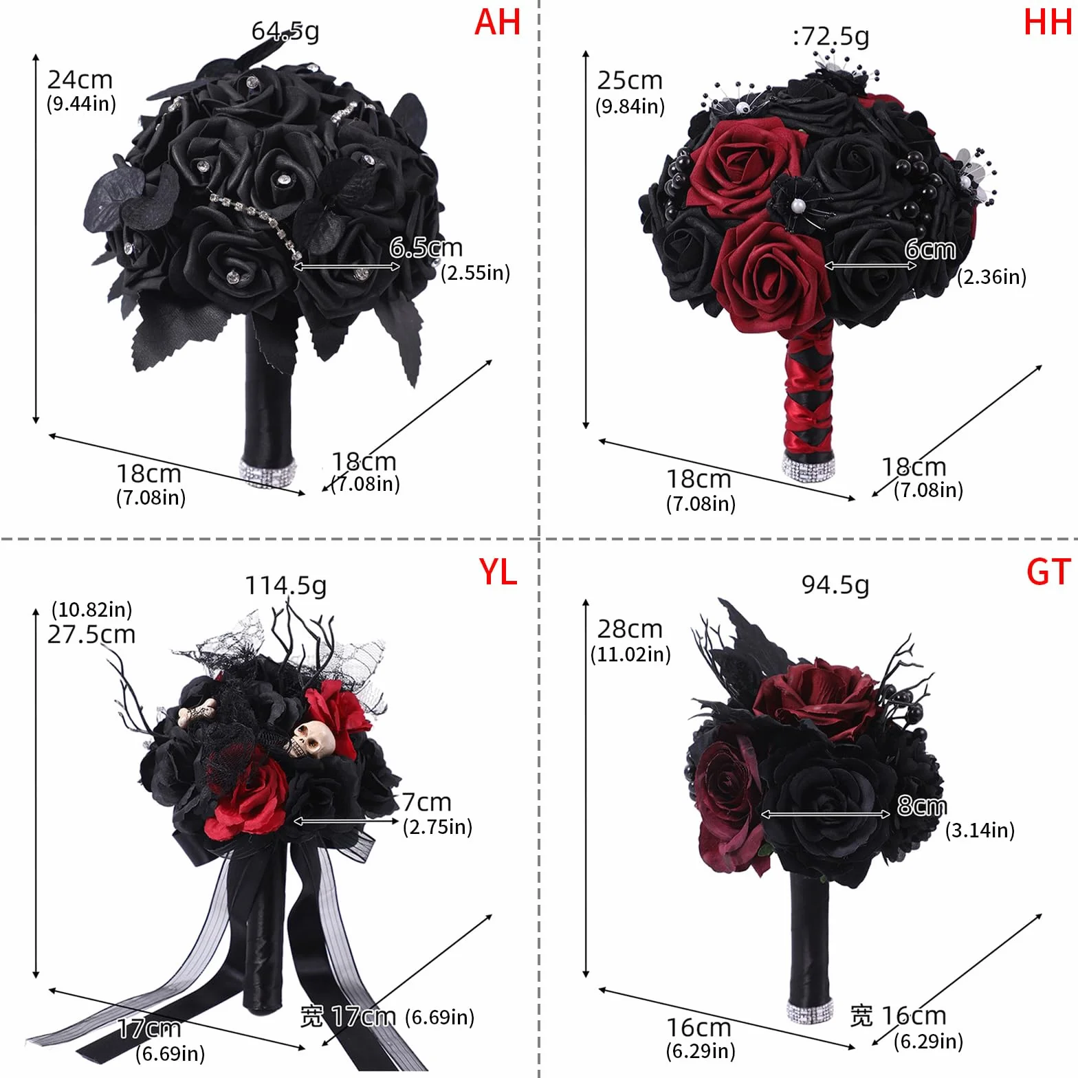 Bouquet de mariage sombre style gothique noir et bordeaux rose pour mariée