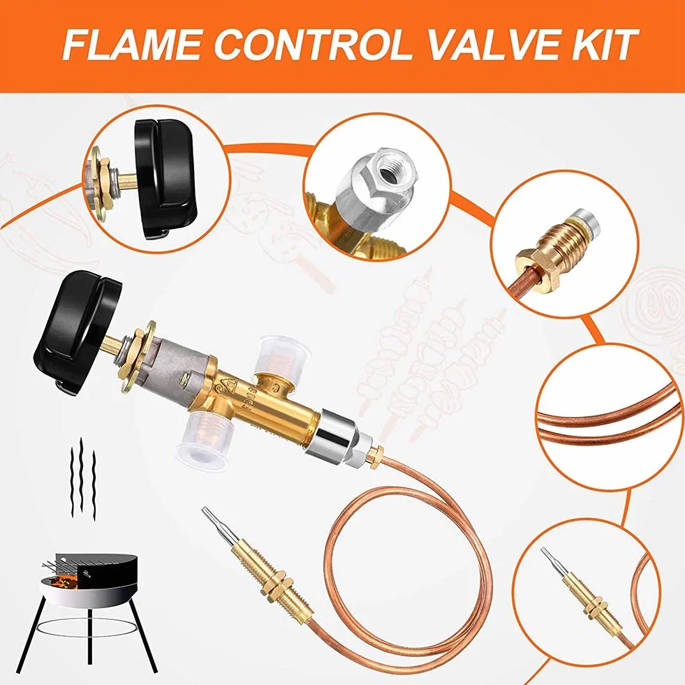 Kit Soupape de Contrôle de Sécurité Gaz GPL Basse Pression Panne Cheminée Thermocouple 5/8-18UNF