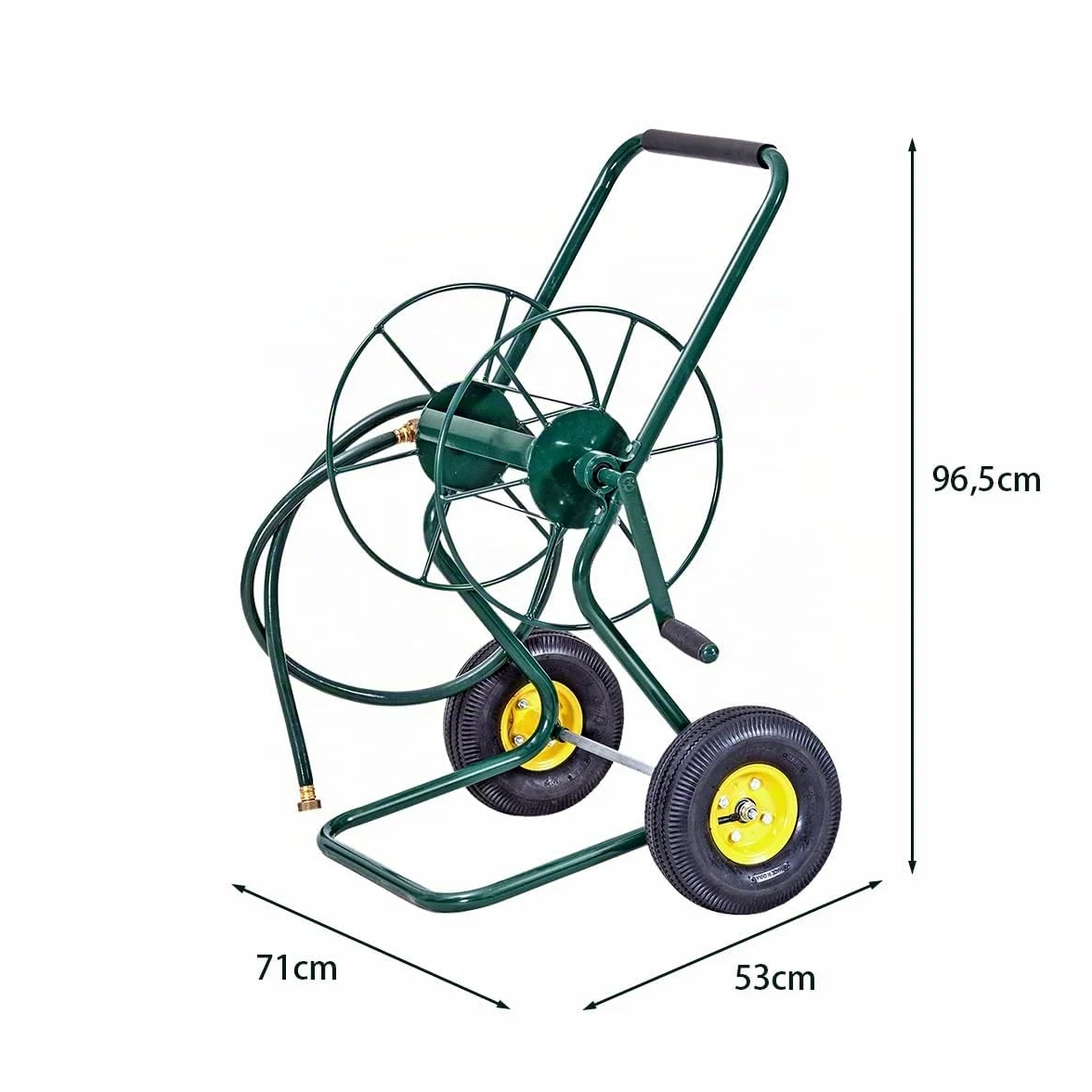 GOPLUS Chariot Enrouleur Tuyau d'Arrosage, Chariot Tuyau d'Arrosage avec 2 Roues, Cadre en Métal, Grande Capacité, Mécanisme de Manivelle, Support de Tuyau d'Arrosage pour Jardin, pour Jardinage
