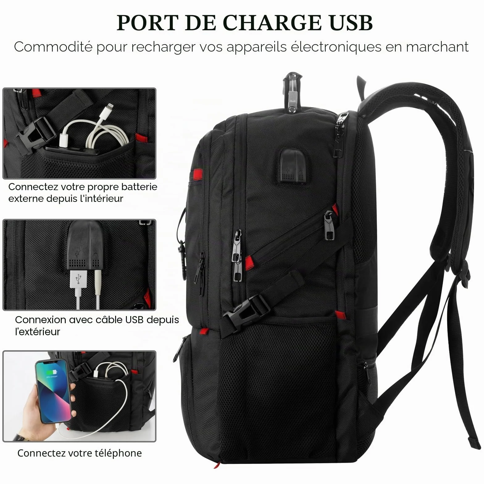 YAMTION Sac à Dos Ordinateur Portable 18.4 Pouces Compartiment à Chaussures Hommes Femmes Travail Sport Noir