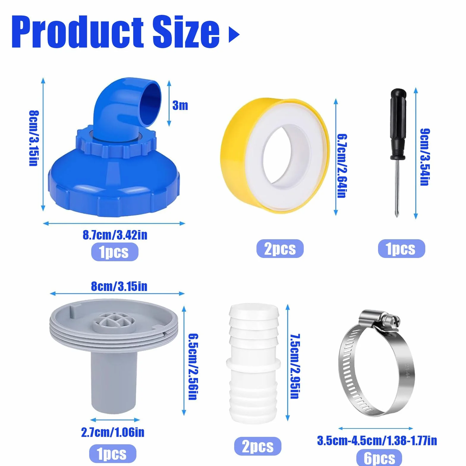 Buse de remplissage de piscine 32 mm, rotative 360°, diamètre 32/38, kit accessoires pour piscine hors-sol Bestway Intex
