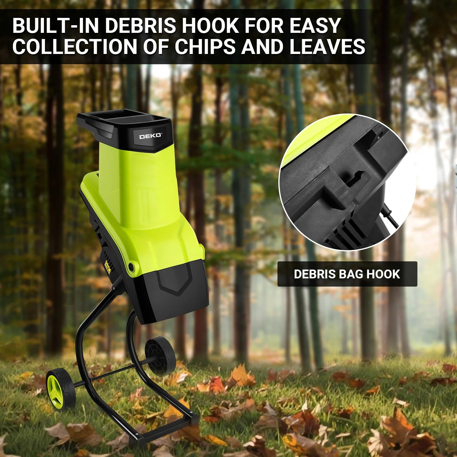 DEKOPRO Broyeur de Branches Broyeur Végétaux Électrique 2500W - Coupe 45mm, Lame Disque, Moteur Puissant, Broyeur Vegetaux Electrique Idéal Broyeur Vegetaux et Branches