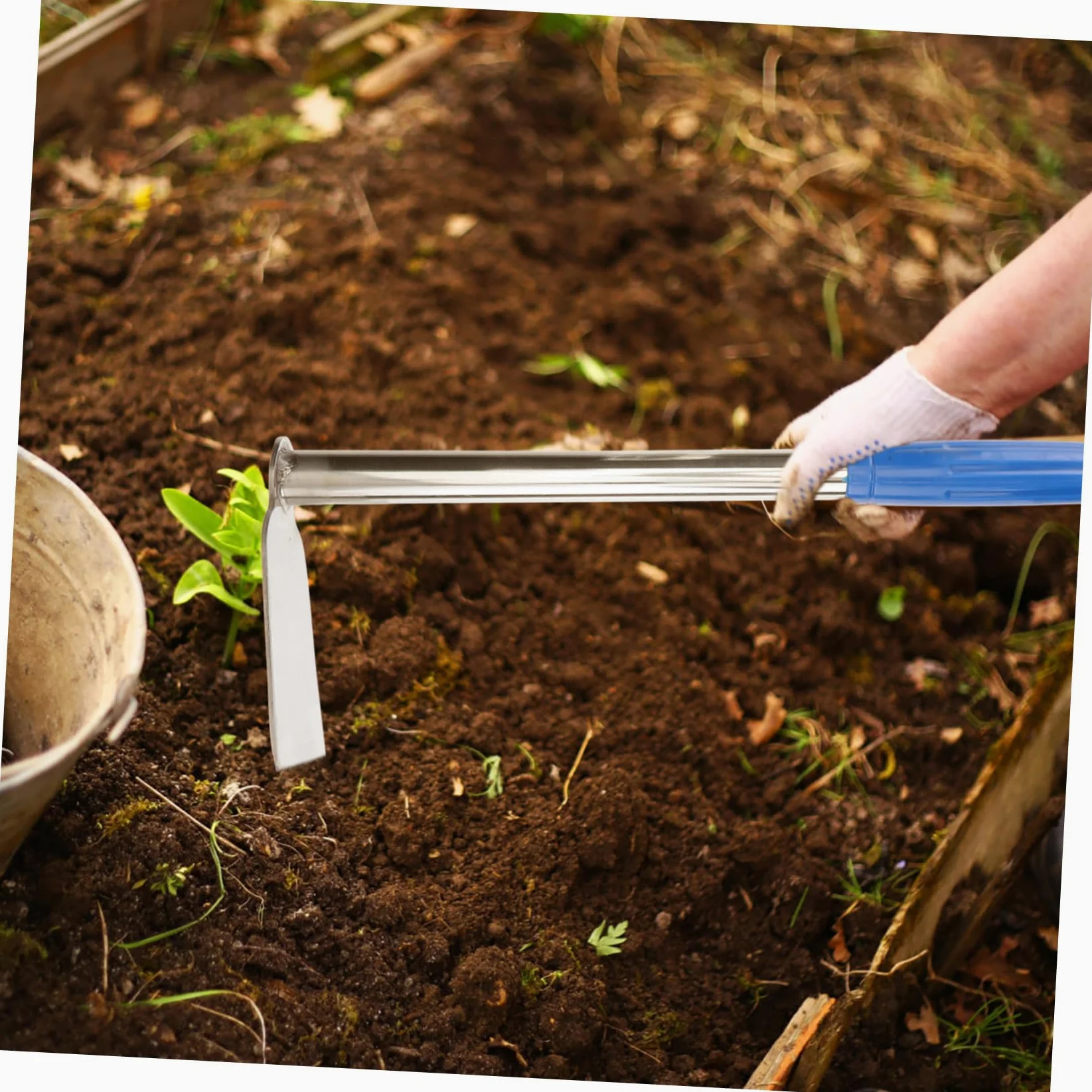 TOYANDONA 2 Pièces Houe de Jardinage Outil de binage de Jardinage houe pour Creuser Le Sol houe portative Outil d'ameublissement du Sol houe Agriculture Caoutchouc Silver