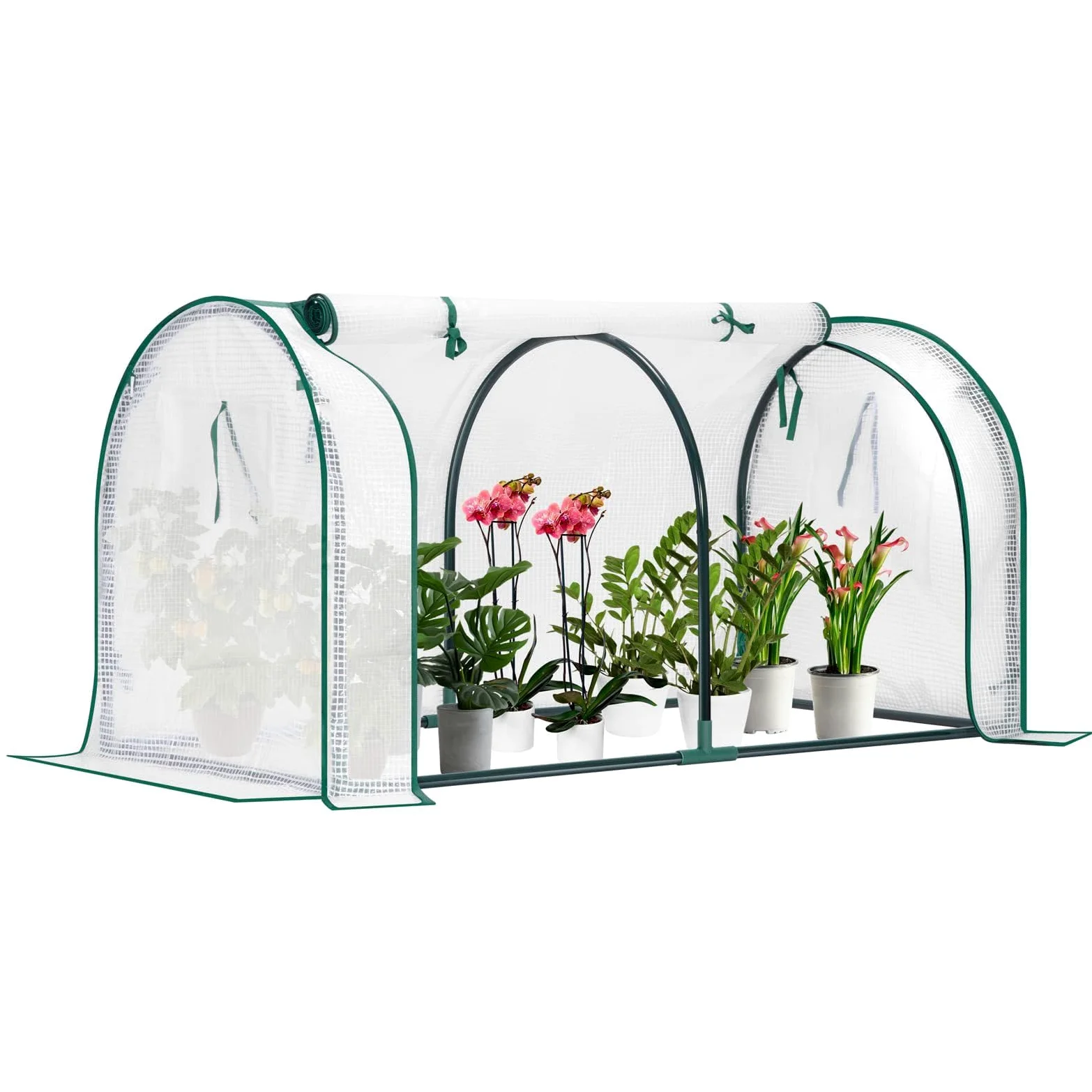 Mini-serres d'extérieur, Petite Serre Multi-accès, avec Portes zippées, Structure en Acier pour terrasse de Jardin, 54,3x27,5x27,5 Pouces