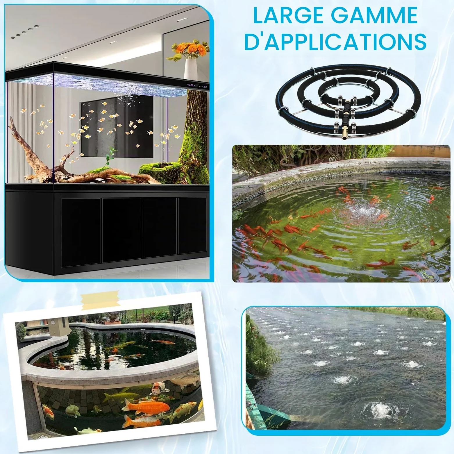 Anneau Aérateur Japonais pour étang, Aérateur et Oxygénation, Diamètre de 35 cm, Diffuseur pour Le Bassin à carpes Koi pour l'enrichissement en oxygène, étang de Jardin, Aquarium