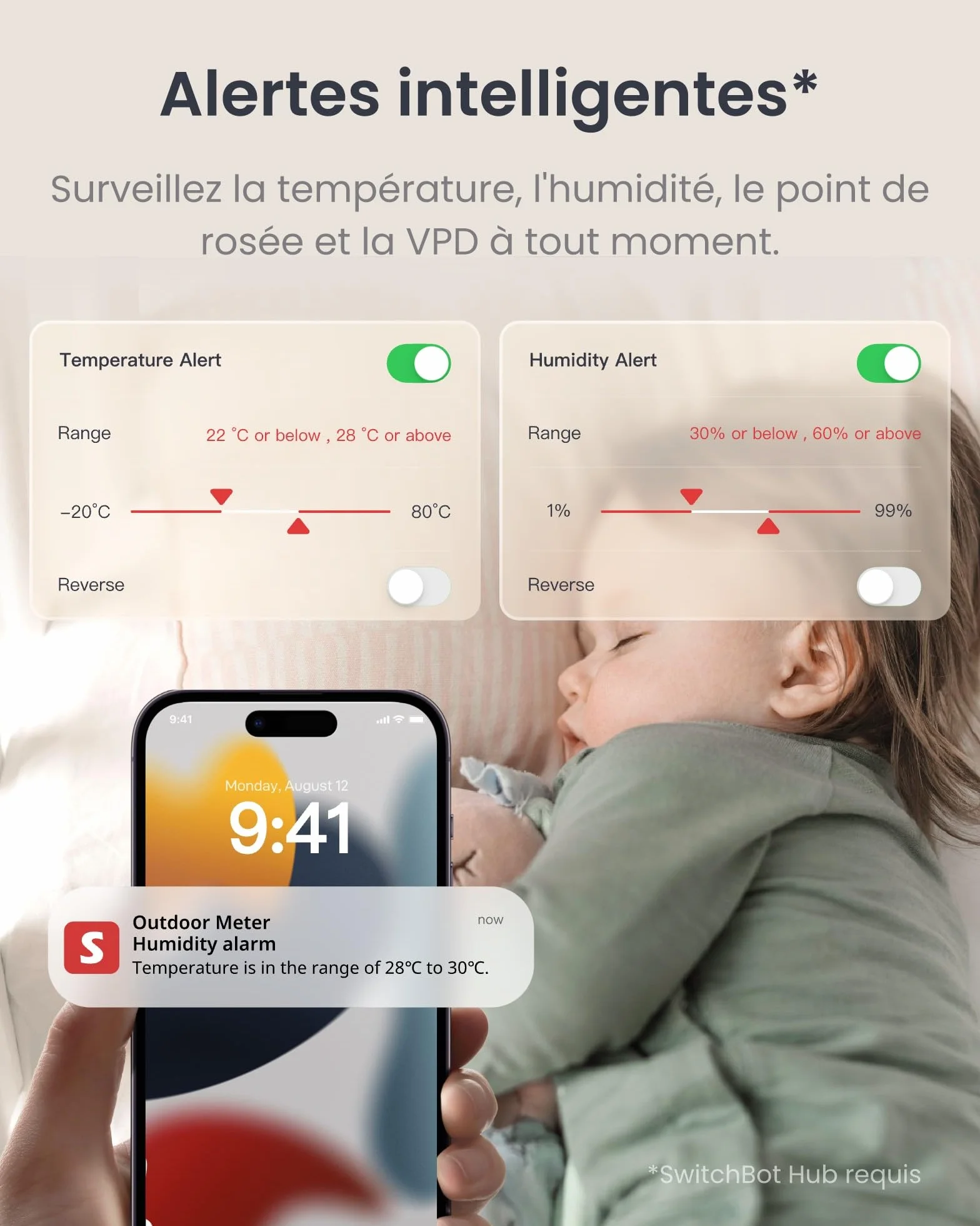 SwitchBot Lot 2 thermomètres hygromètre IP65 Bluetooth Capteur humidité intérieur extérieur