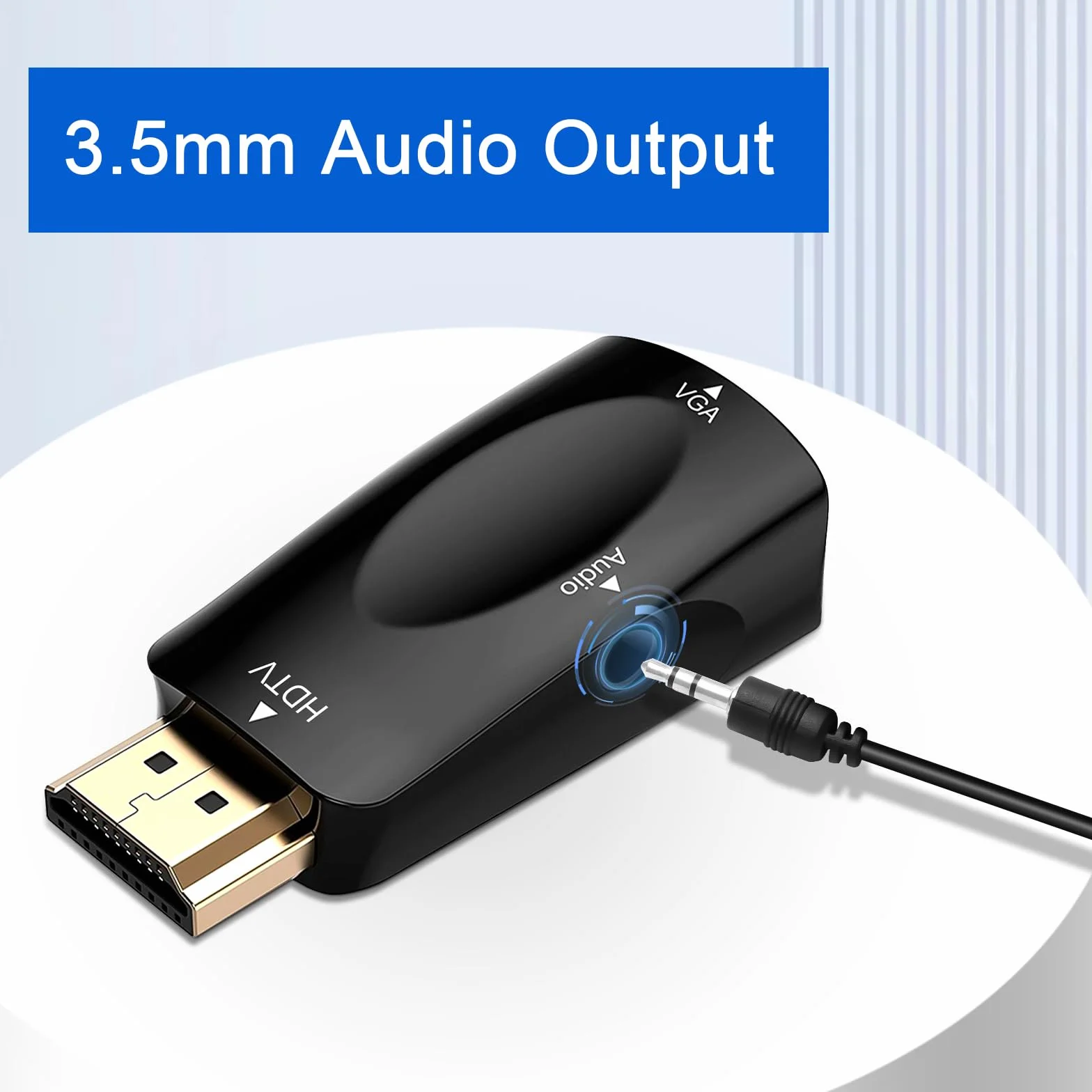 Adaptateur HDMI vers VGA 2 Pièces – Convertisseur HDMI VGA 1080P Full HD Jack 3.5mm