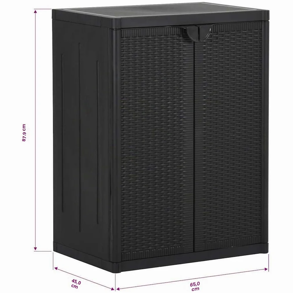 Armoire de rangement jardin Noir 65x45x88 cm PP Rotin