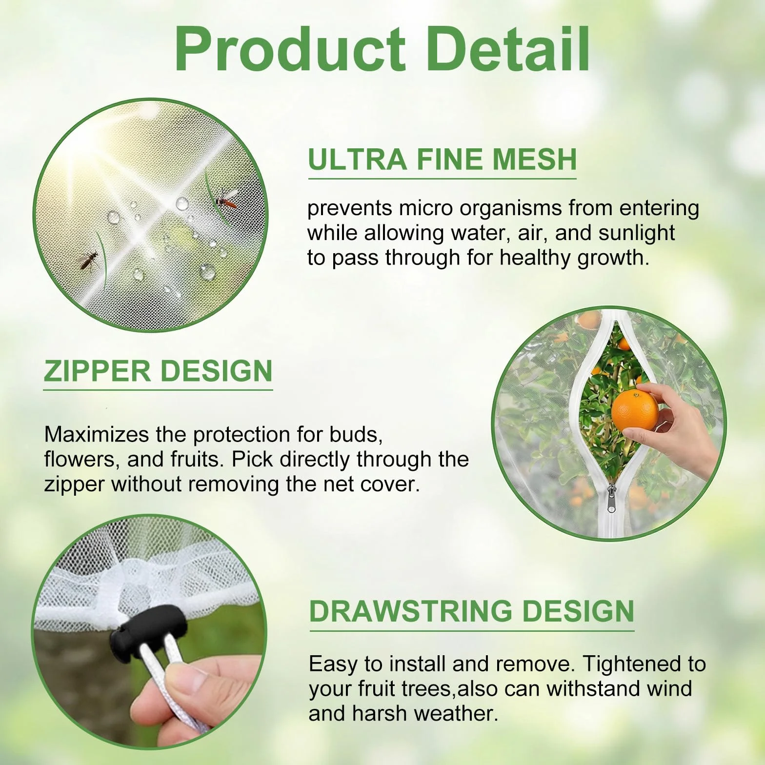 Filet Anti Insecte Arbre Fruitier Sac Protection Plantes 1.2 x 1.5 m