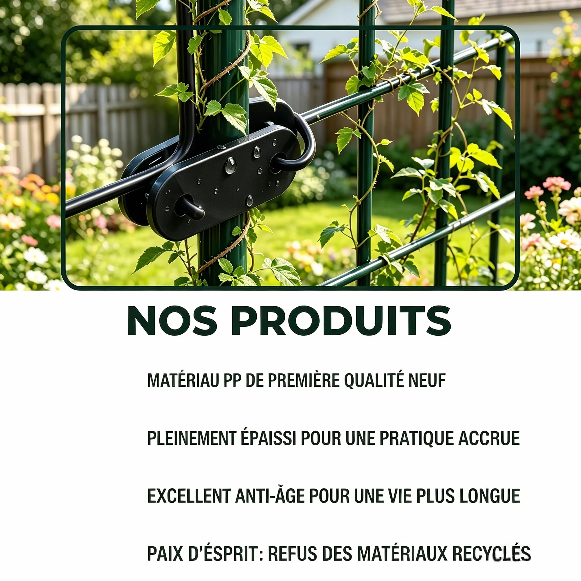 Kit de Fixation pour Panneaux occultants 60 Pièces PVC Résistant aux Intempéries Clôture Jardin Noir